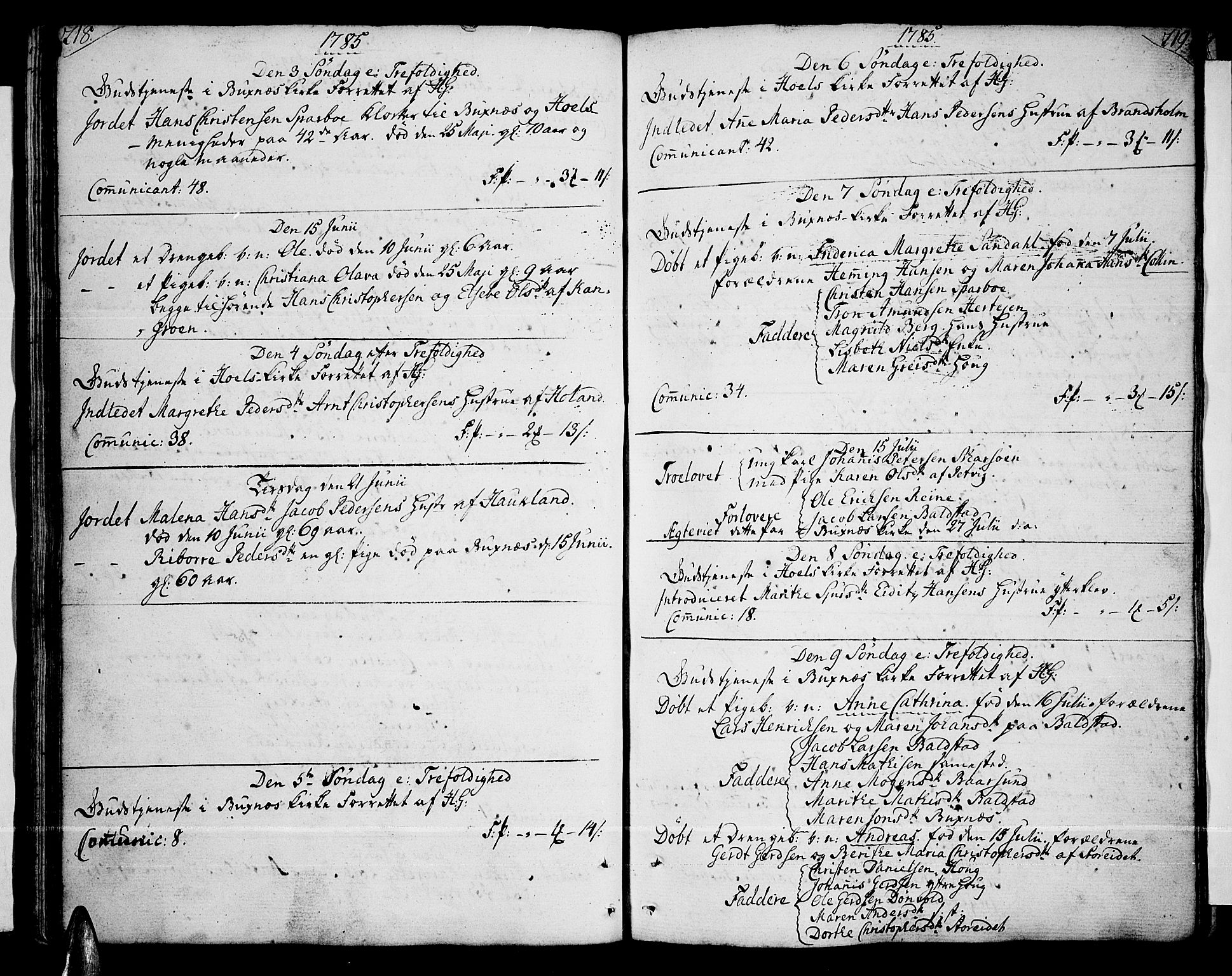Ministerialprotokoller, klokkerbøker og fødselsregistre - Nordland, SAT/A-1459/881/L1149: Parish register (official) no. 881A02, 1773-1793, p. 218-219