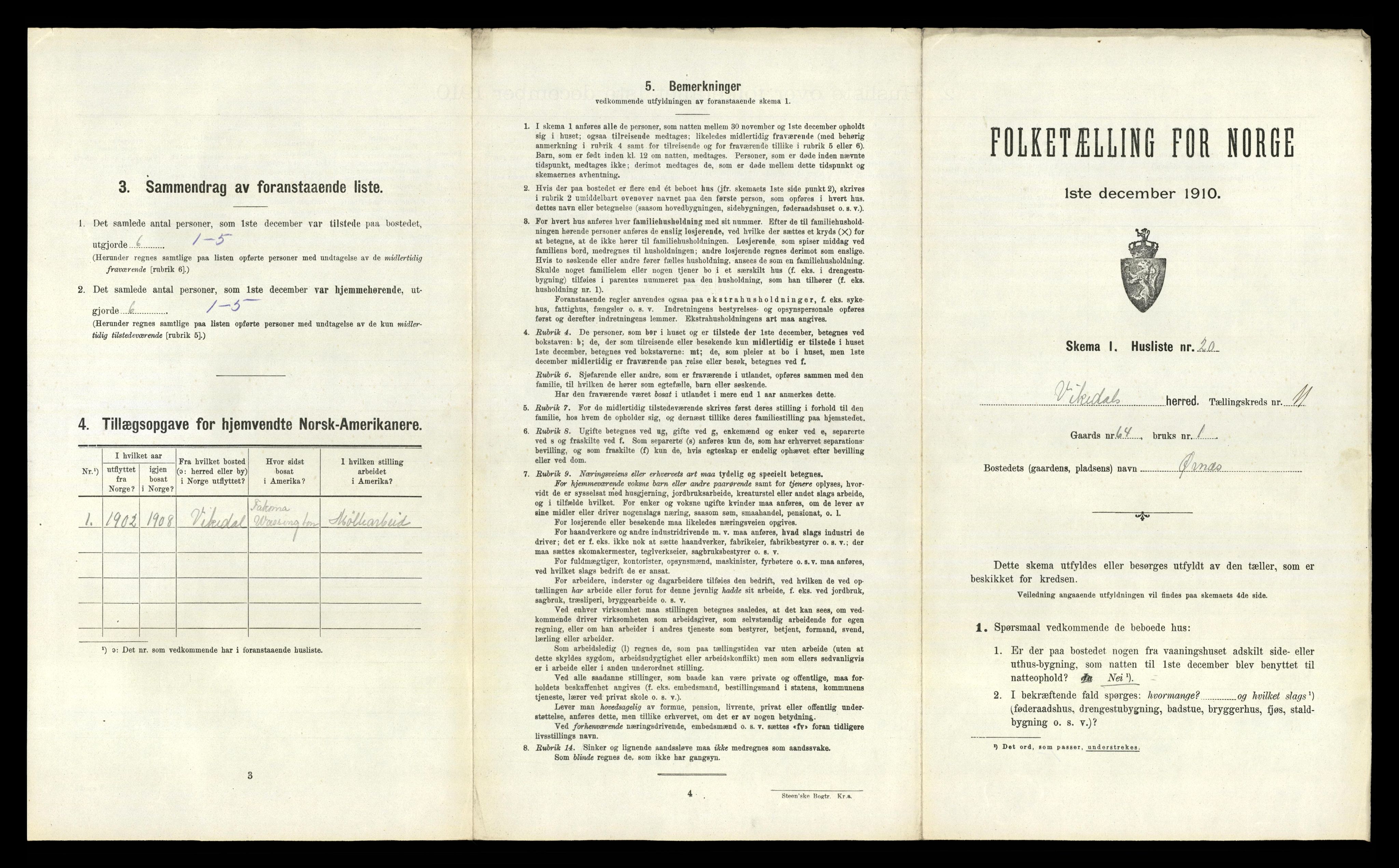 RA, 1910 census for Vikedal, 1910, p. 771