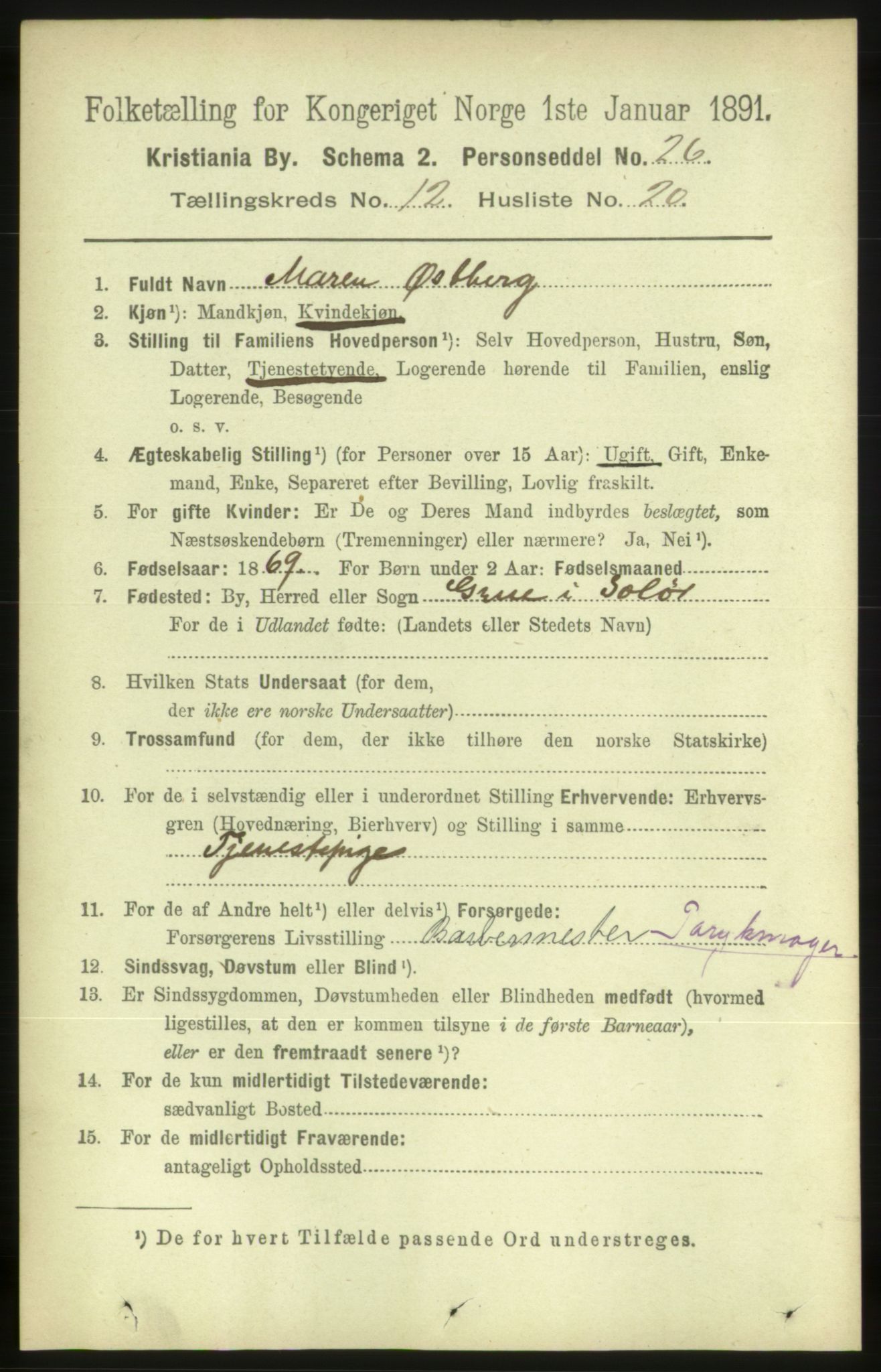 RA, 1891 census for 0301 Kristiania, 1891, p. 5783