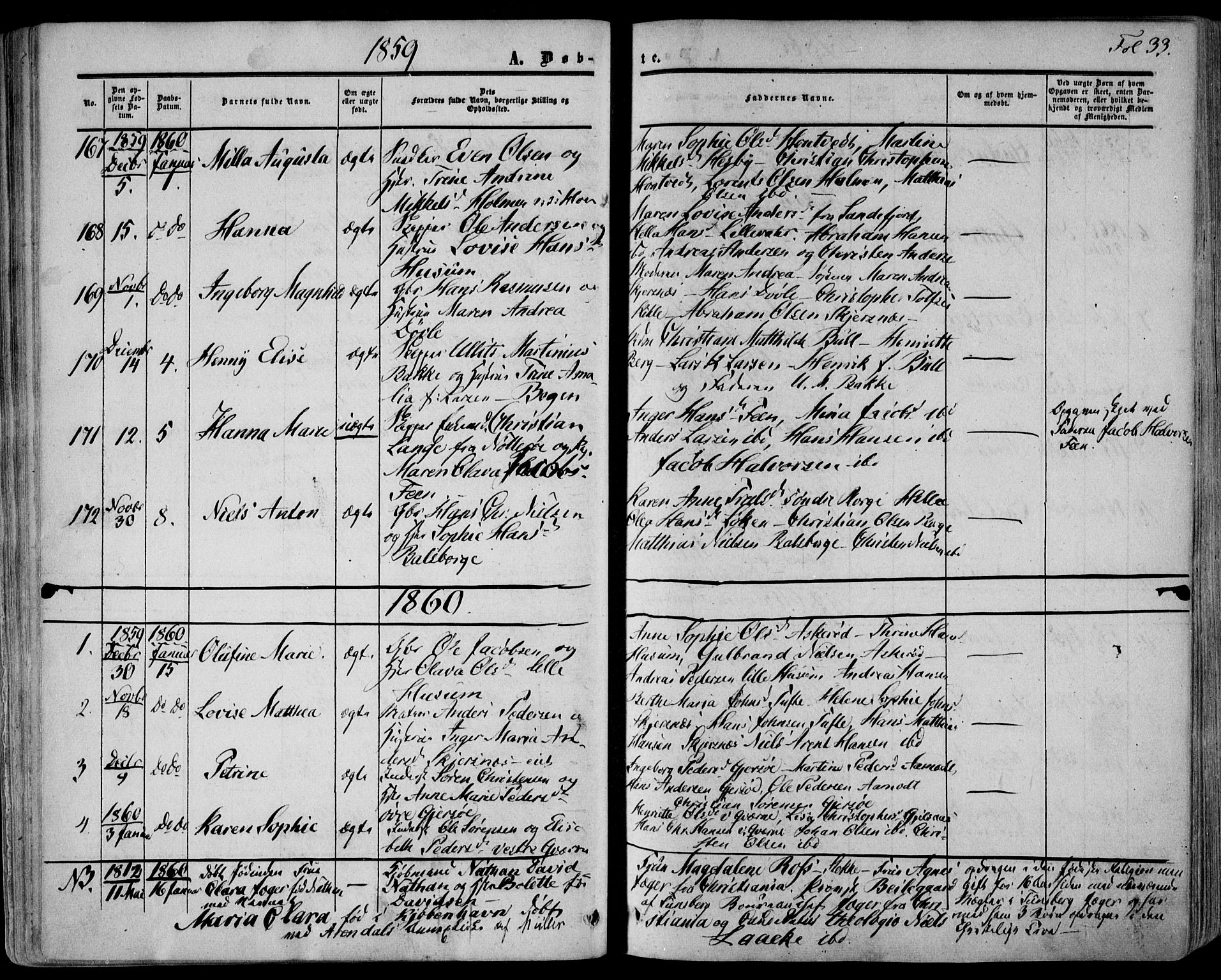 Stokke kirkebøker, AV/SAKO-A-320/F/Fa/L0008: Parish register (official) no. I 8, 1858-1871, p. 33