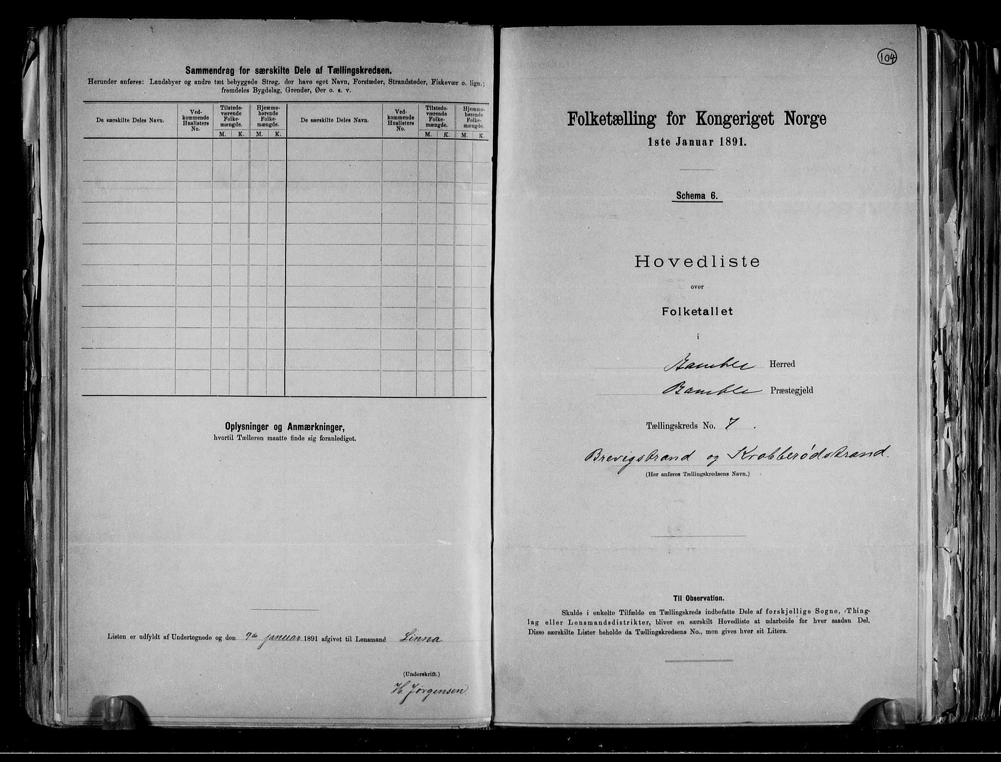 RA, 1891 census for 0814 Bamble, 1891, p. 20