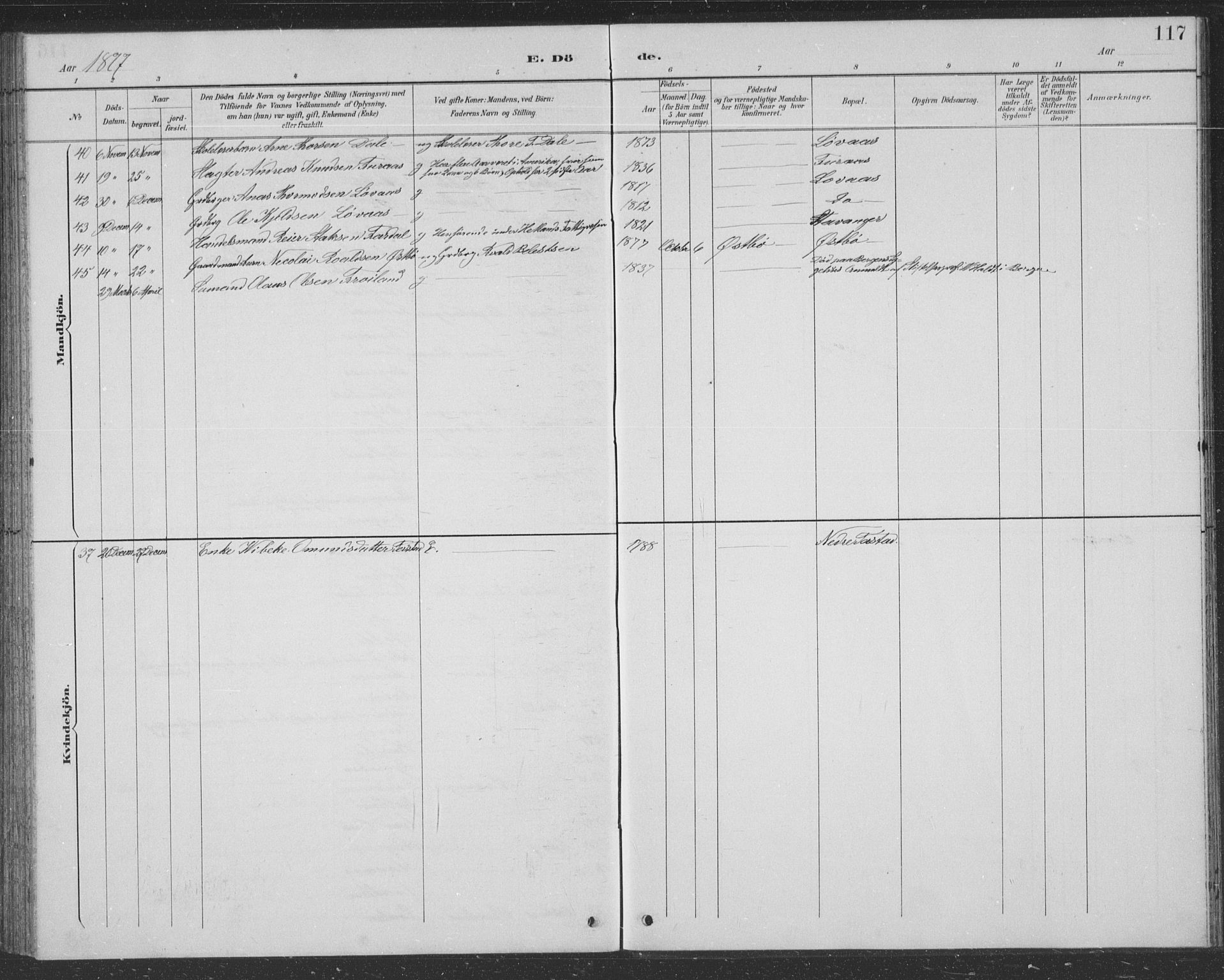 Hetland sokneprestkontor, AV/SAST-A-101826/30/30BB/L0004: Parish register (copy) no. B 4, 1869-1877, p. 117