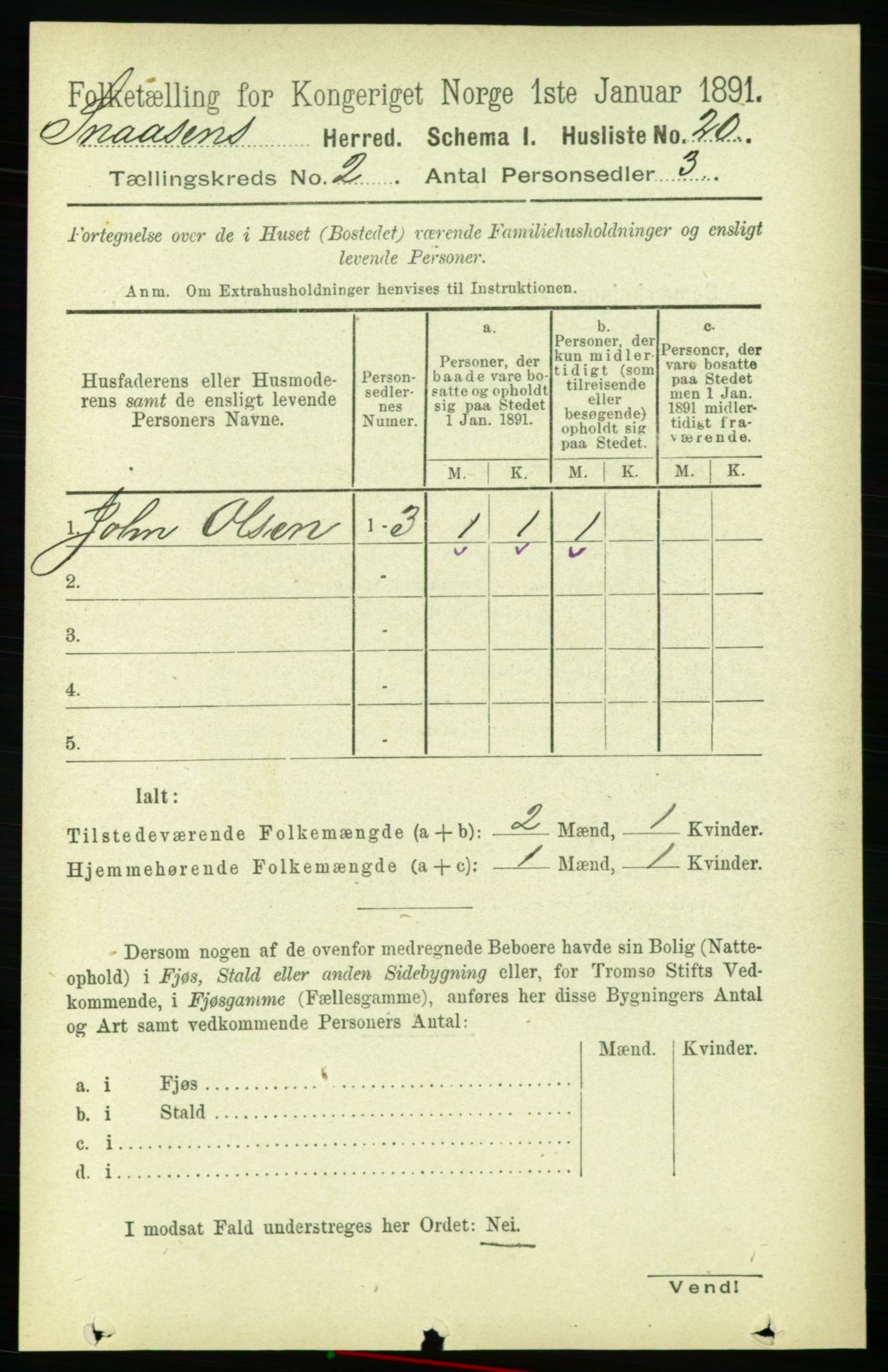 RA, 1891 census for 1736 Snåsa, 1891, p. 455