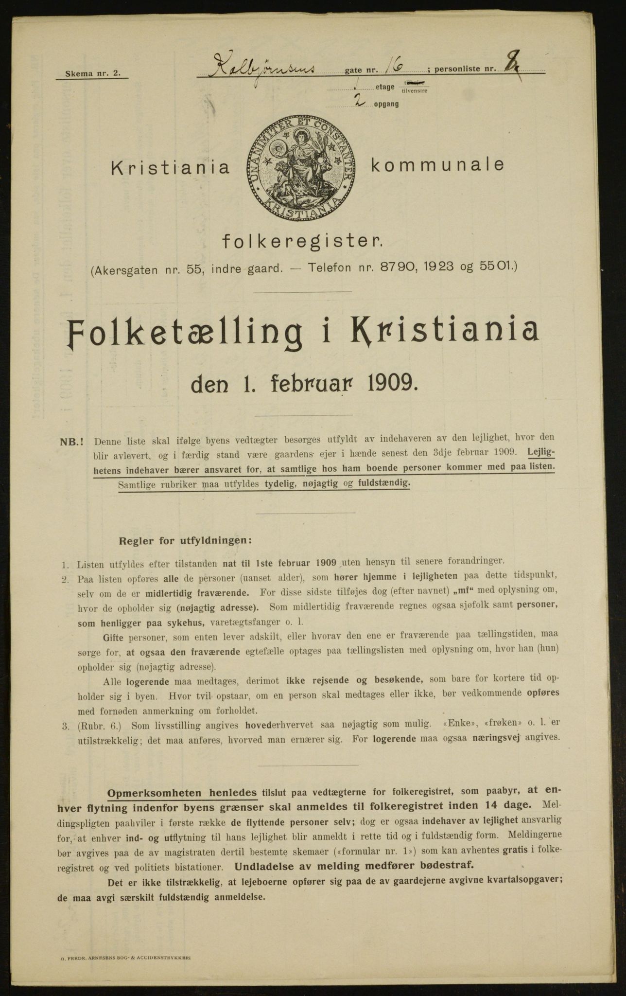 OBA, Municipal Census 1909 for Kristiania, 1909, p. 11806