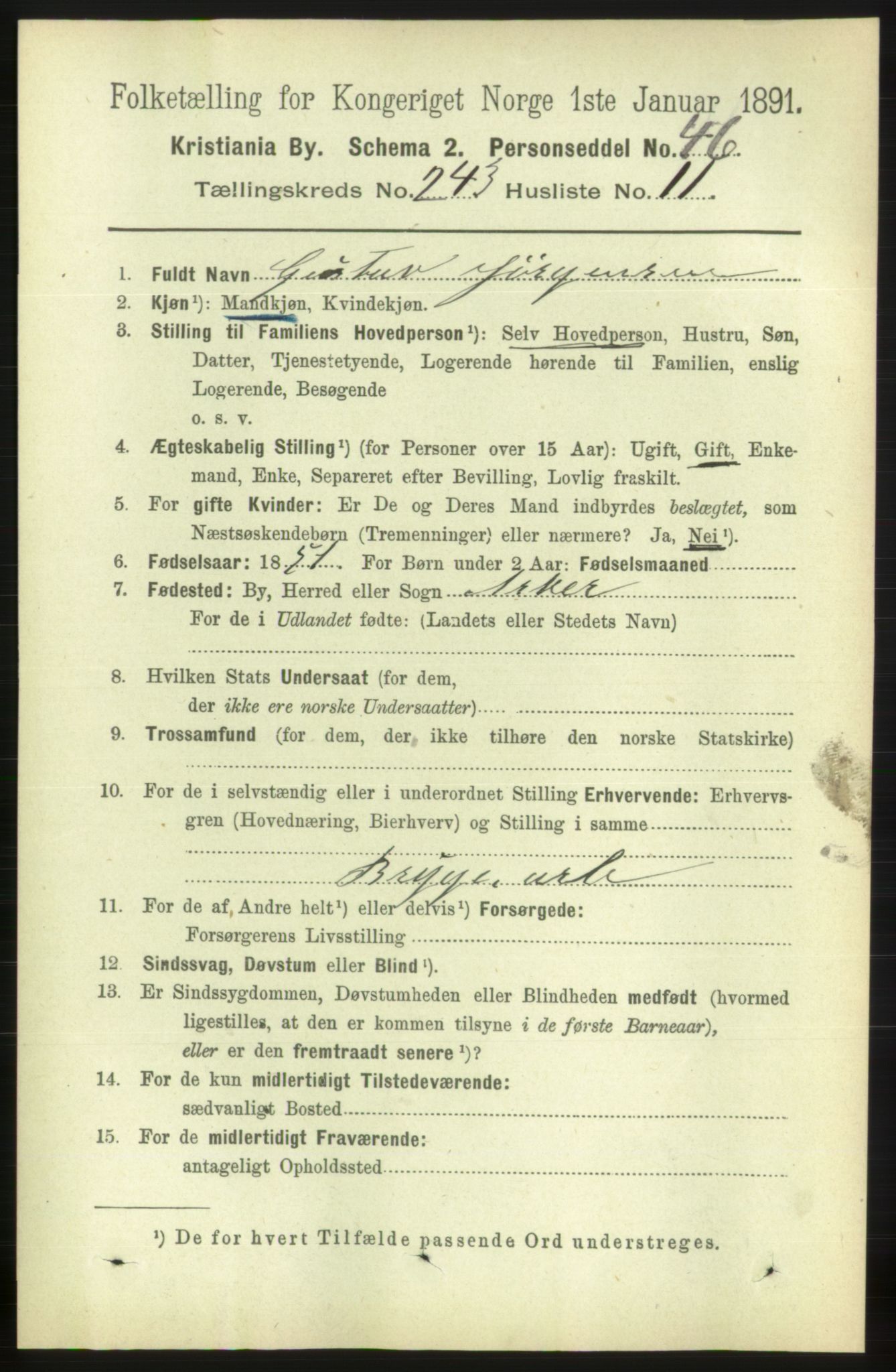 RA, 1891 census for 0301 Kristiania, 1891, p. 148029