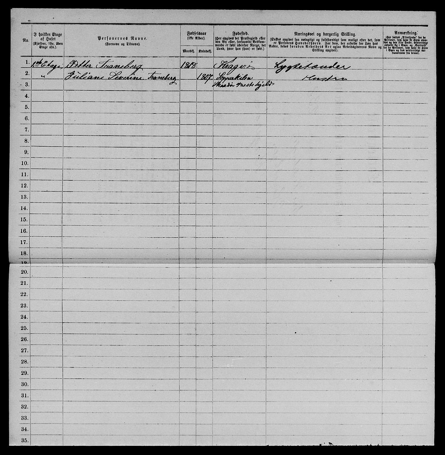 SAKO, 1885 census for 0801 Kragerø, 1885, p. 1489