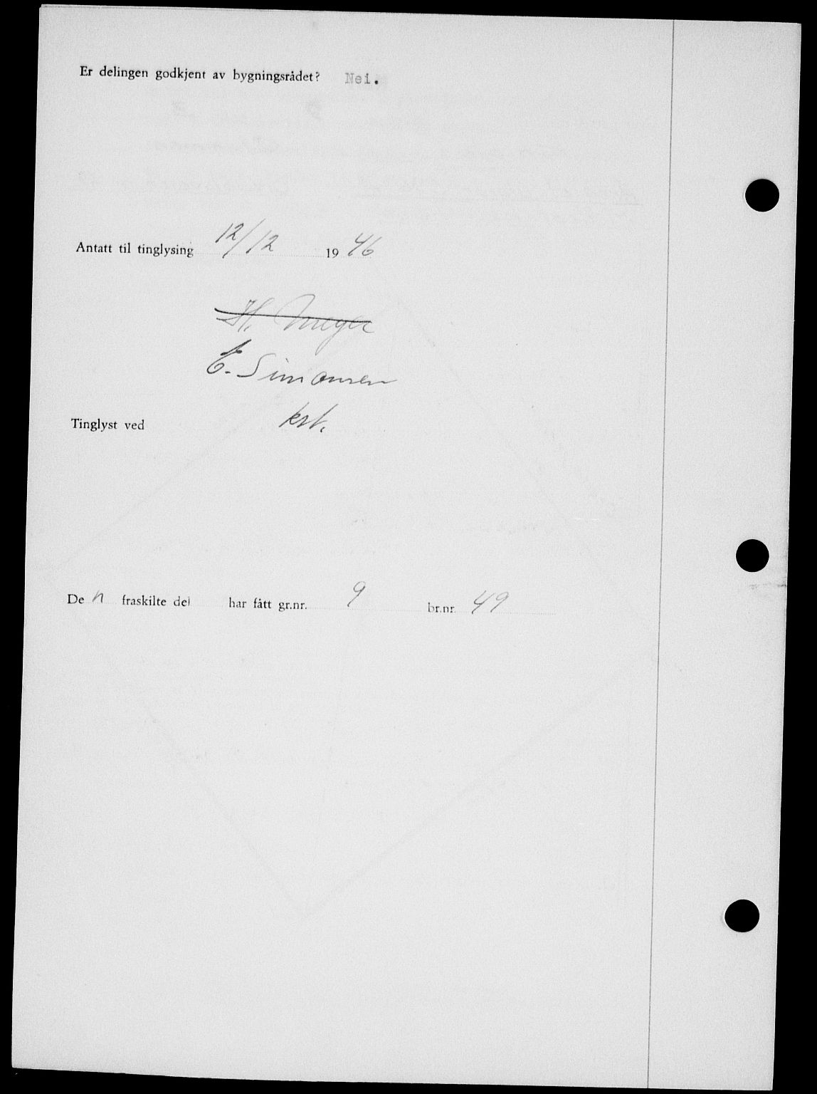 Onsøy sorenskriveri, SAO/A-10474/G/Ga/Gab/L0018: Mortgage book no. II A-18, 1946-1947, Diary no: : 3198/1946