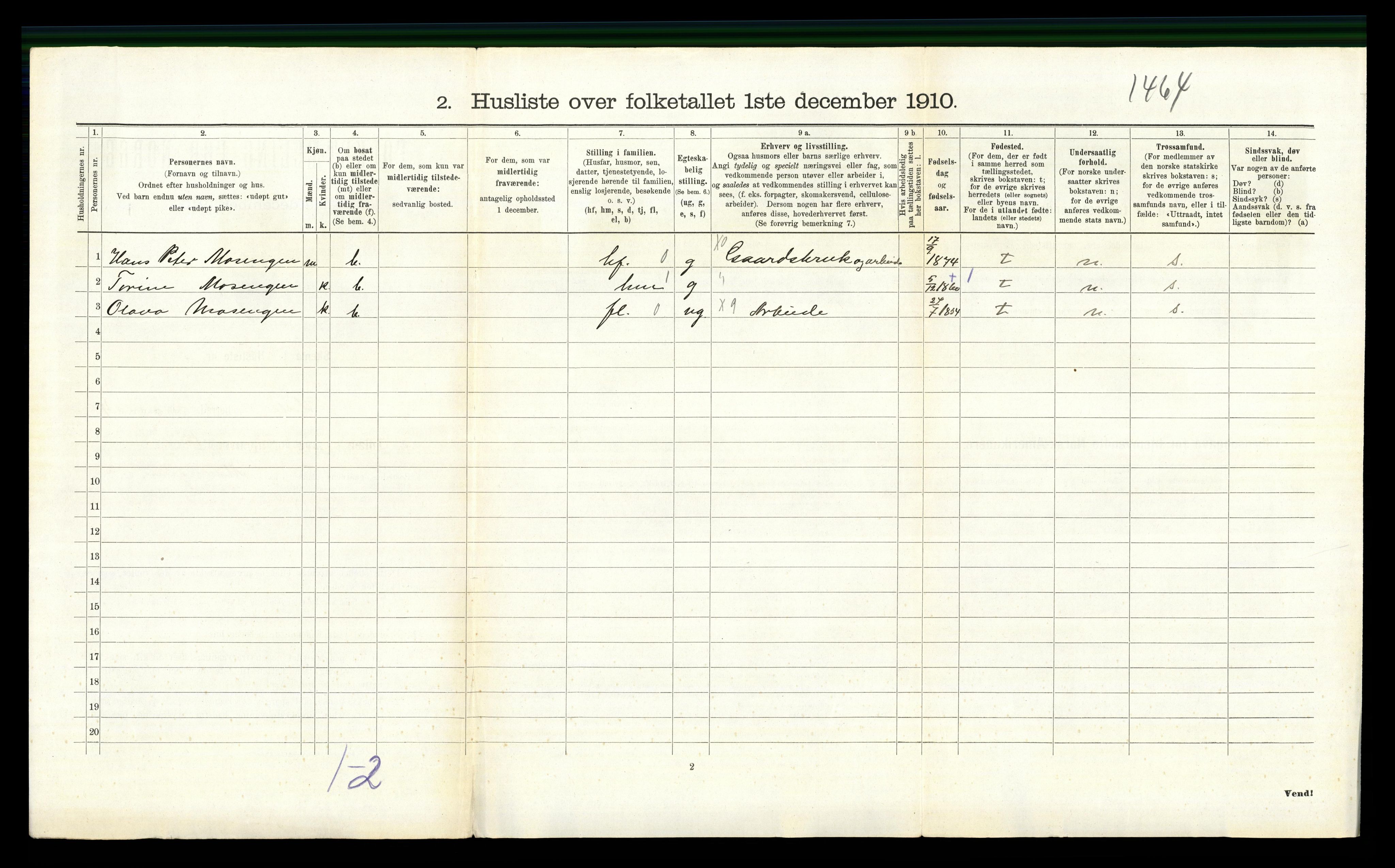 RA, 1910 census for Hole, 1910, p. 531