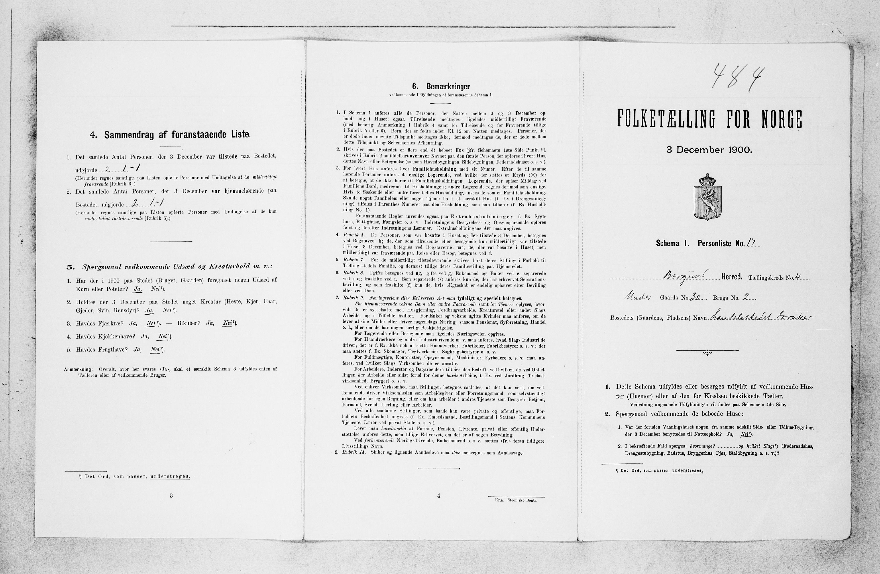 SAB, 1900 census for Borgund, 1900, p. 219