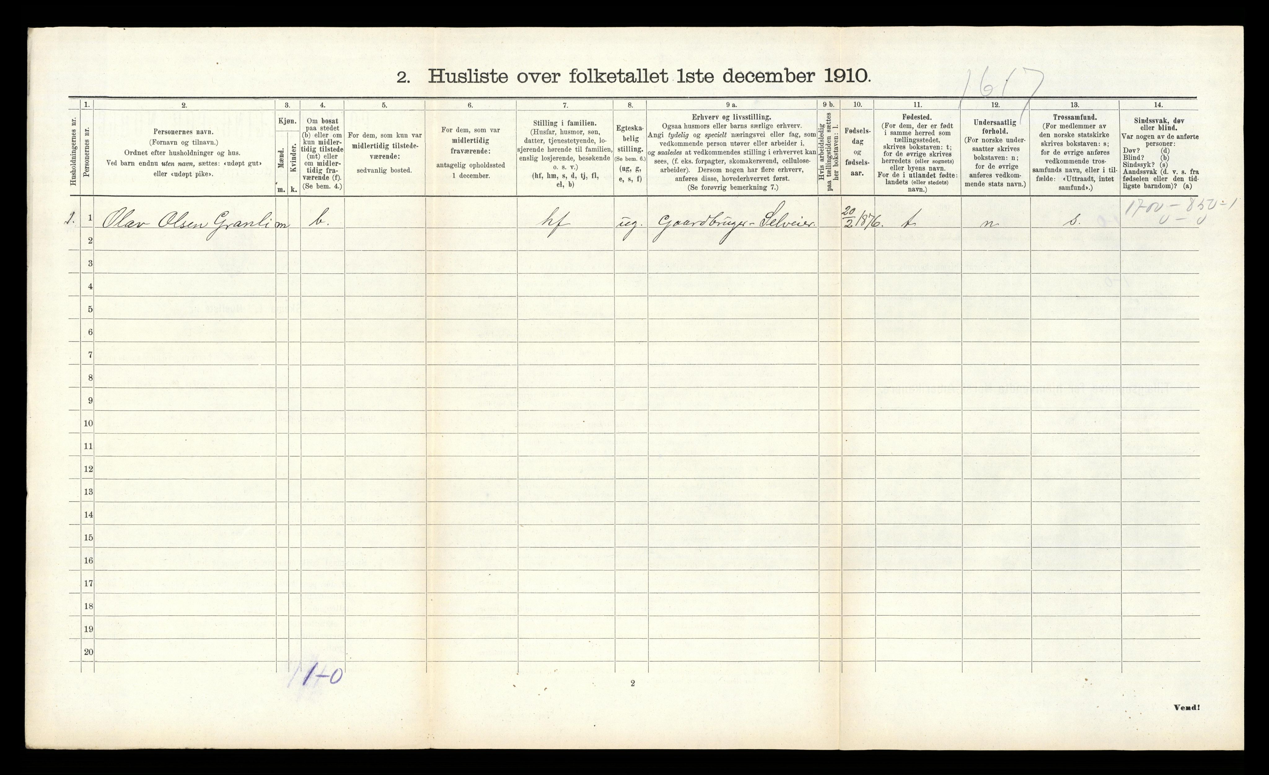 RA, 1910 census for Laudal, 1910, p. 320