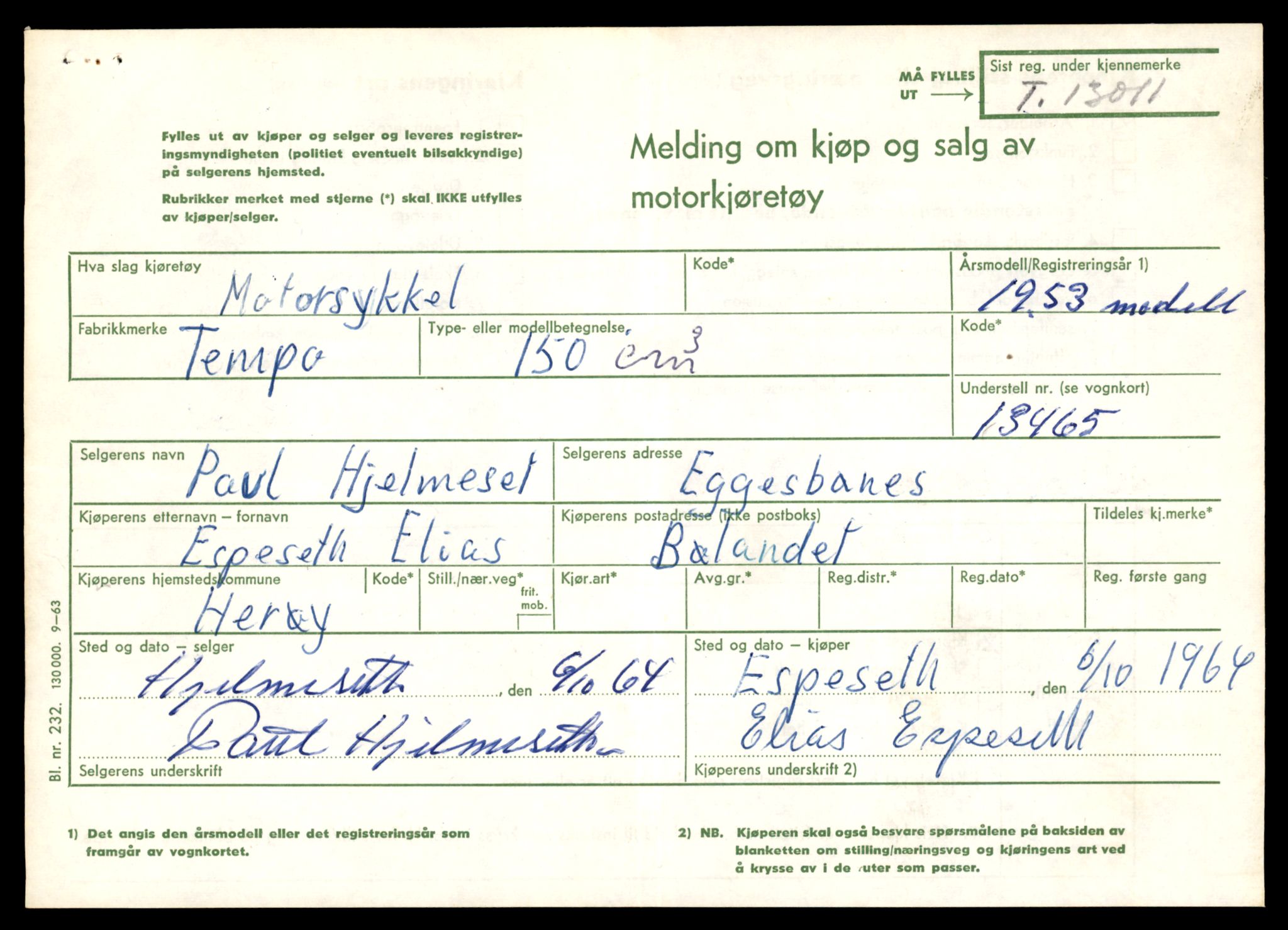 Møre og Romsdal vegkontor - Ålesund trafikkstasjon, SAT/A-4099/F/Fe/L0036: Registreringskort for kjøretøy T 12831 - T 13030, 1927-1998, p. 2763