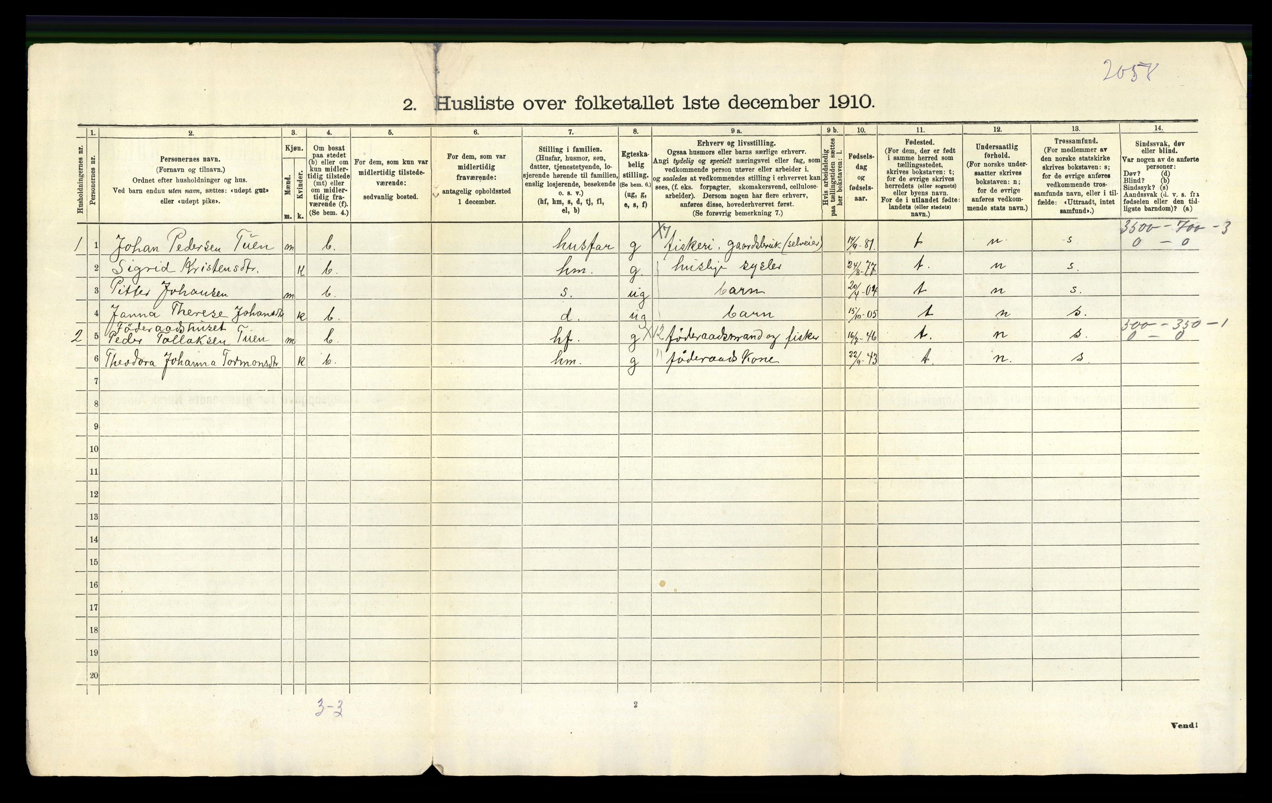 RA, 1910 census for Ogna, 1910, p. 20