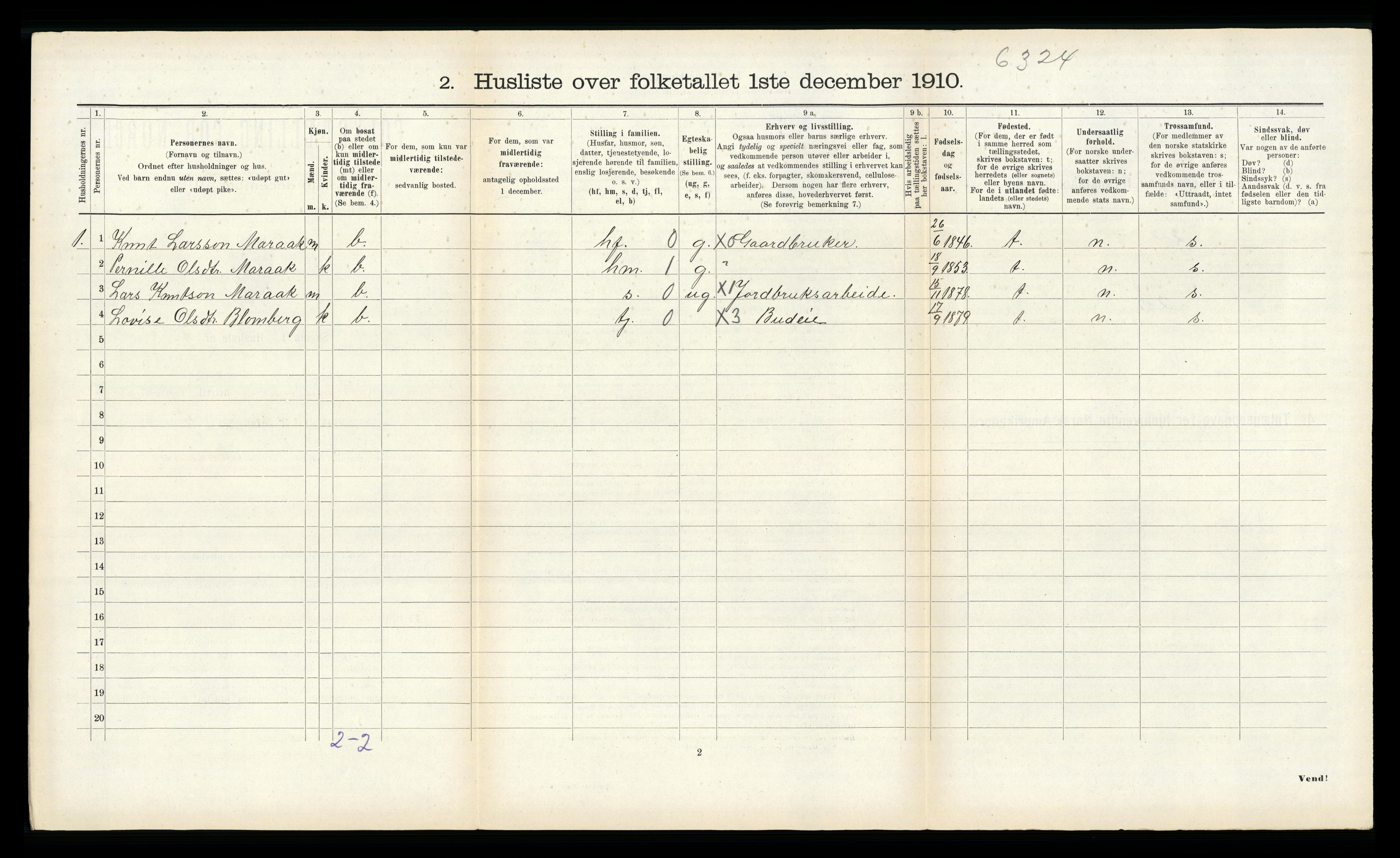 RA, 1910 census for Sunnylven, 1910, p. 453