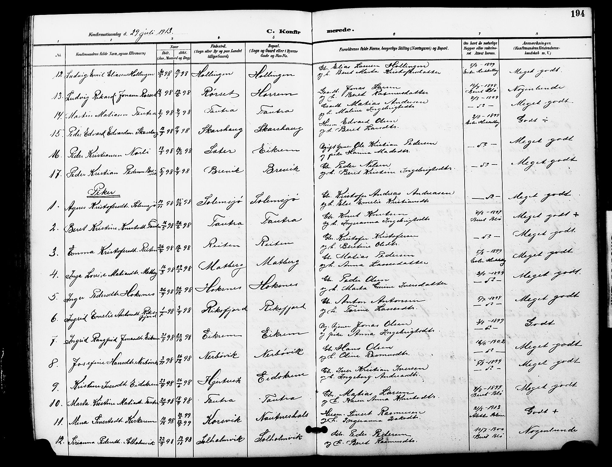 Ministerialprotokoller, klokkerbøker og fødselsregistre - Møre og Romsdal, AV/SAT-A-1454/560/L0725: Parish register (copy) no. 560C02, 1895-1930, p. 194