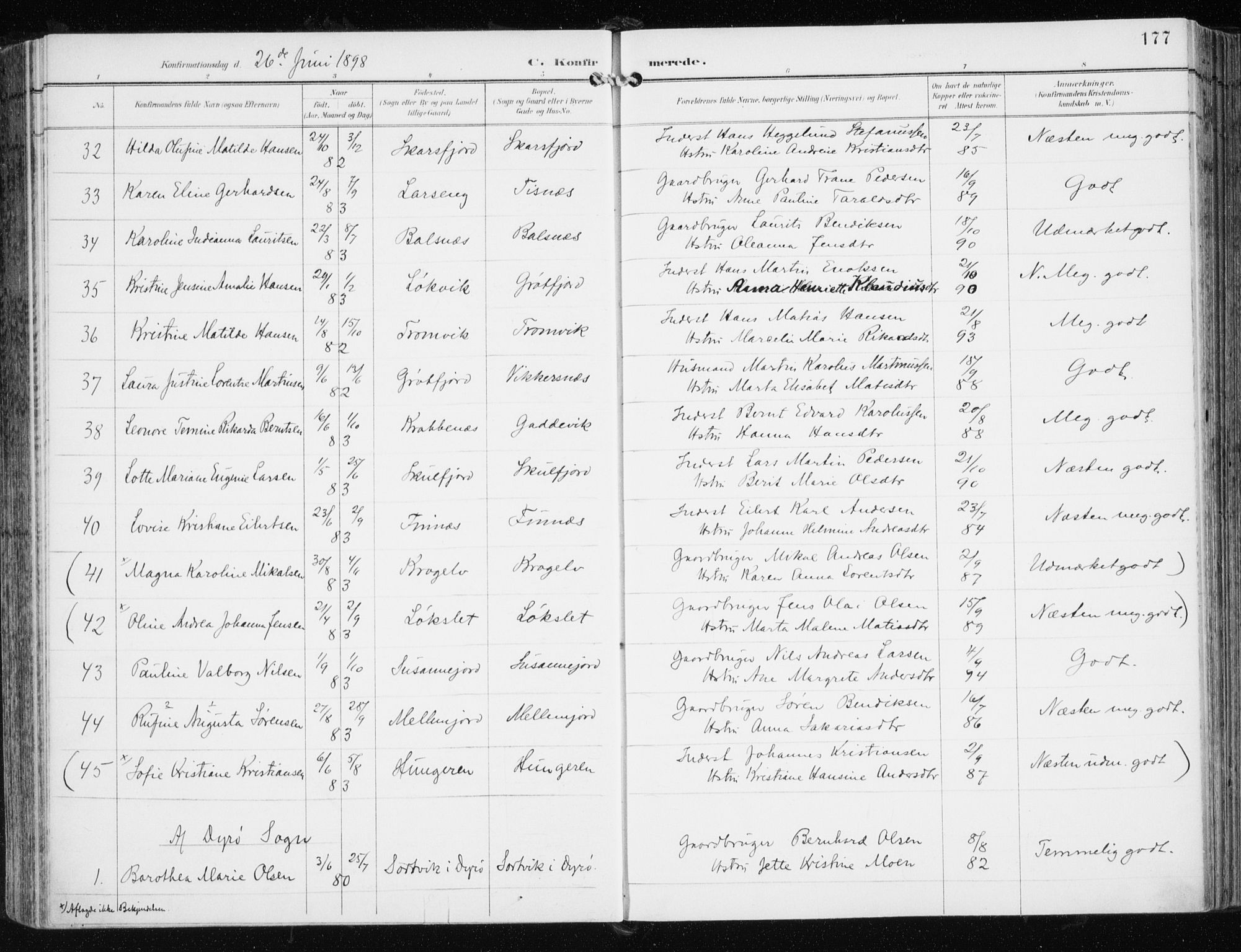 Tromsøysund sokneprestkontor, AV/SATØ-S-1304/G/Ga/L0006kirke: Parish register (official) no. 6, 1897-1906, p. 177