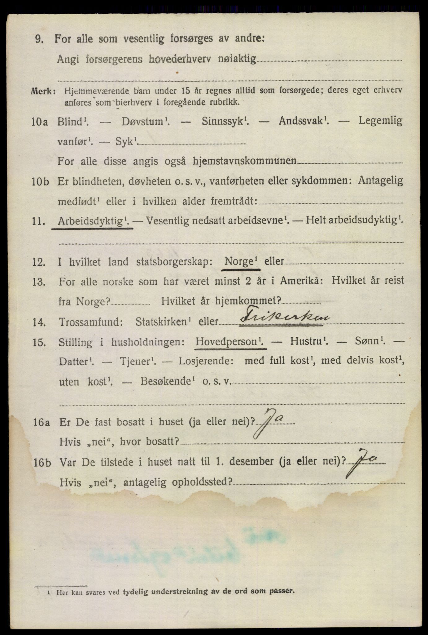 SAKO, 1920 census for Bamble, 1920, p. 9526