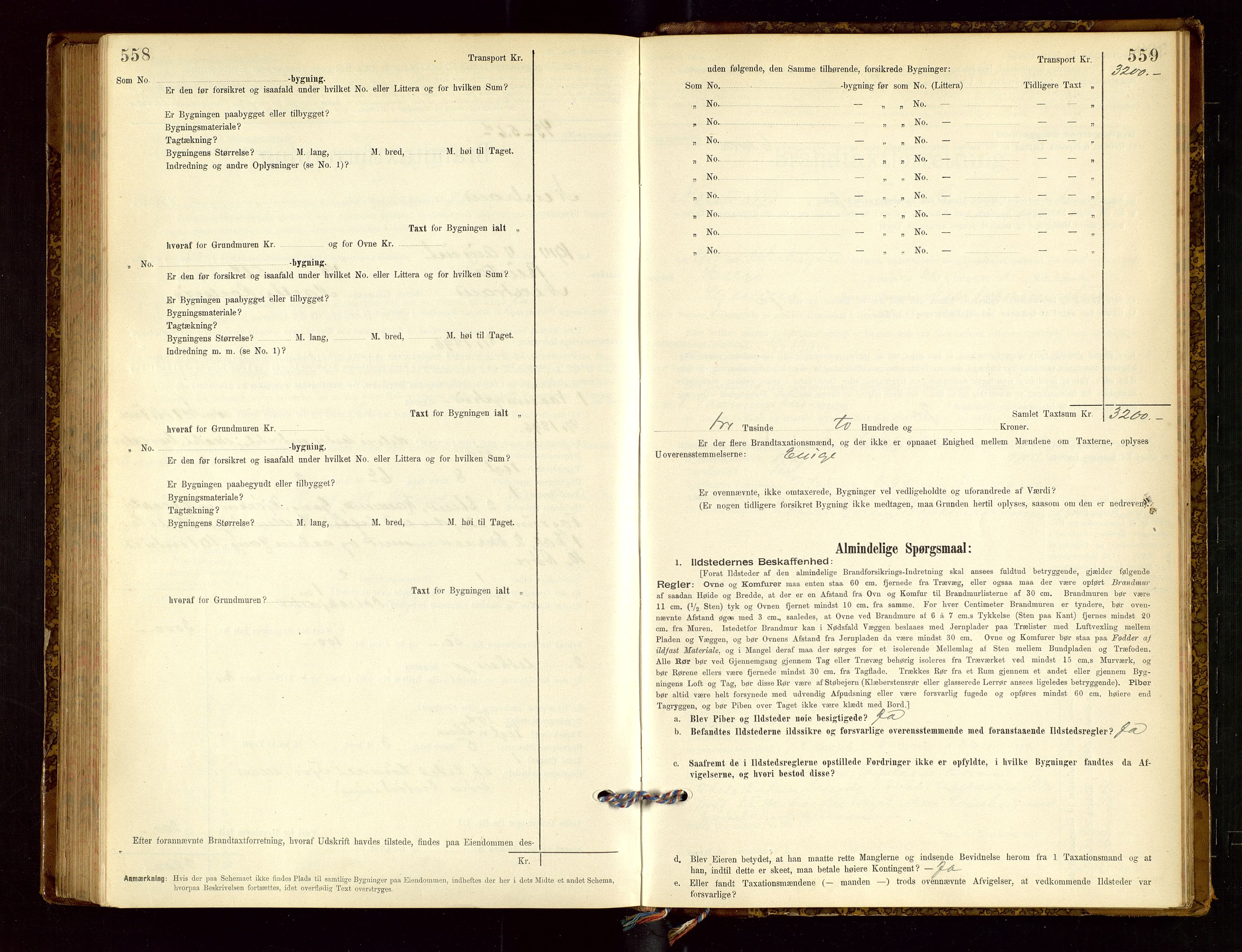 Nedstrand lensmannskontor, AV/SAST-A-100236/Gob/L0001: "Brandtaxationsprotokol for Nerstrand Lensmandsdistrikt Ryfylke fogderi", 1895-1915, p. 558-559