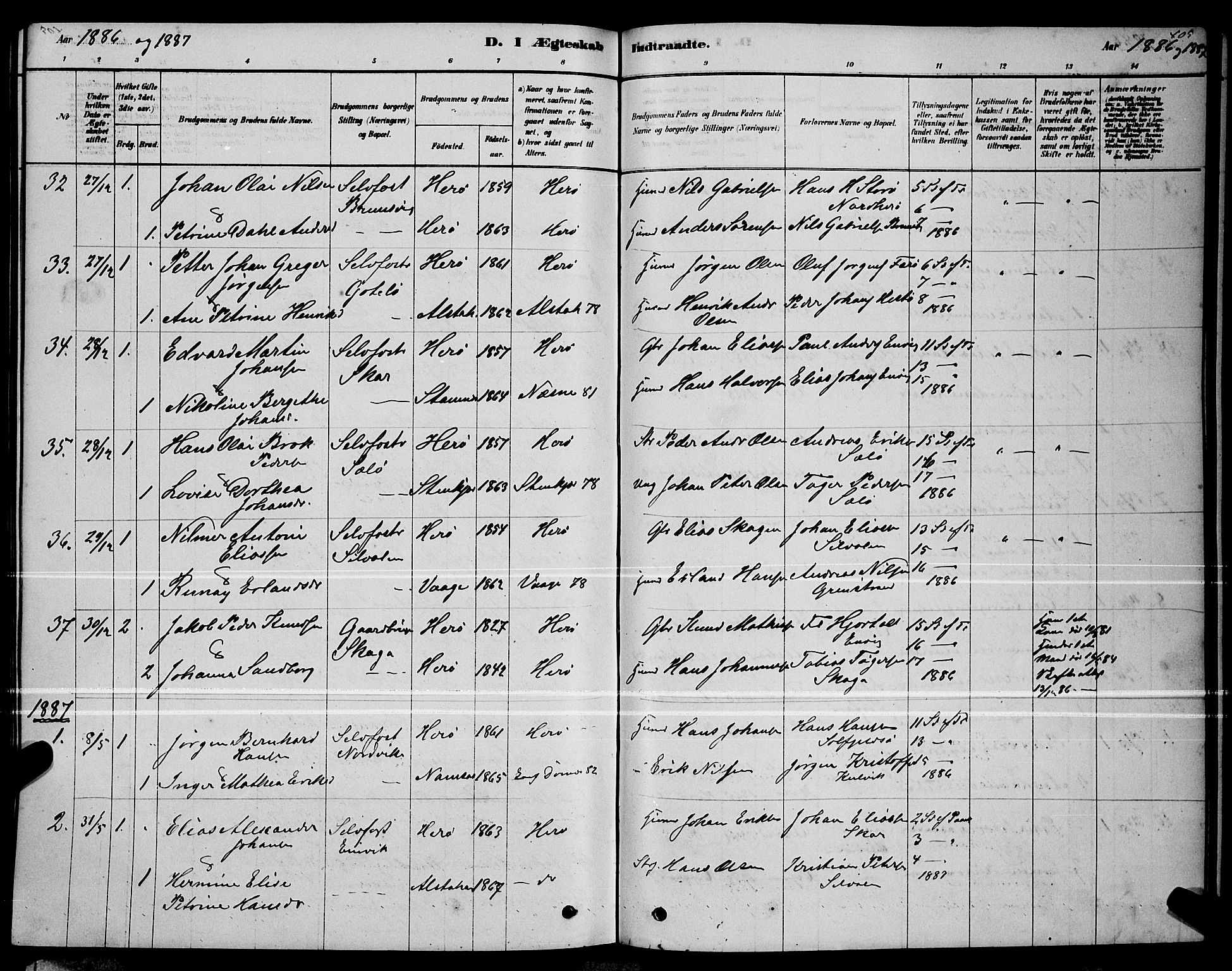 Ministerialprotokoller, klokkerbøker og fødselsregistre - Nordland, AV/SAT-A-1459/834/L0513: Parish register (copy) no. 834C04, 1877-1892, p. 405