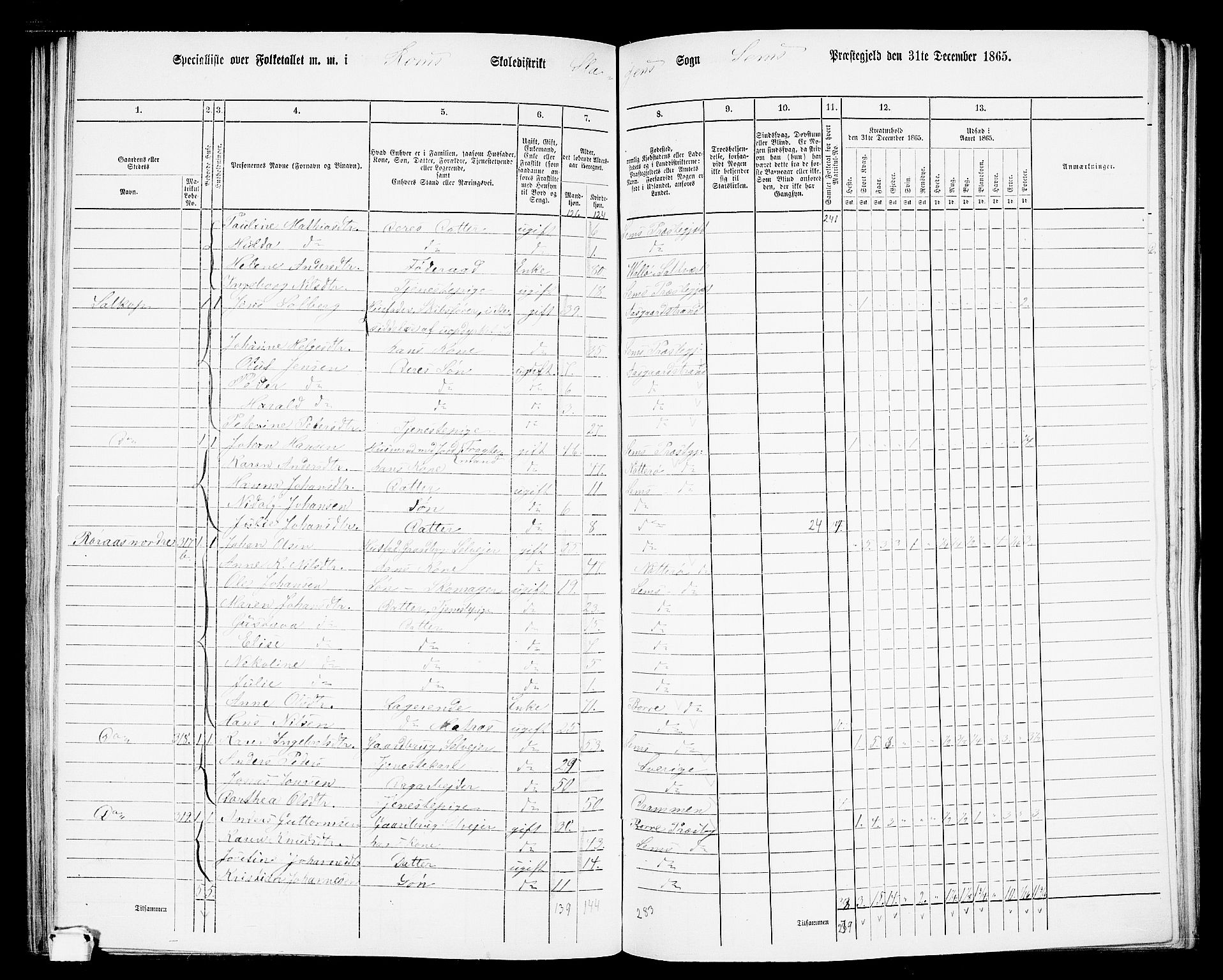 RA, 1865 census for Sem, 1865, p. 138