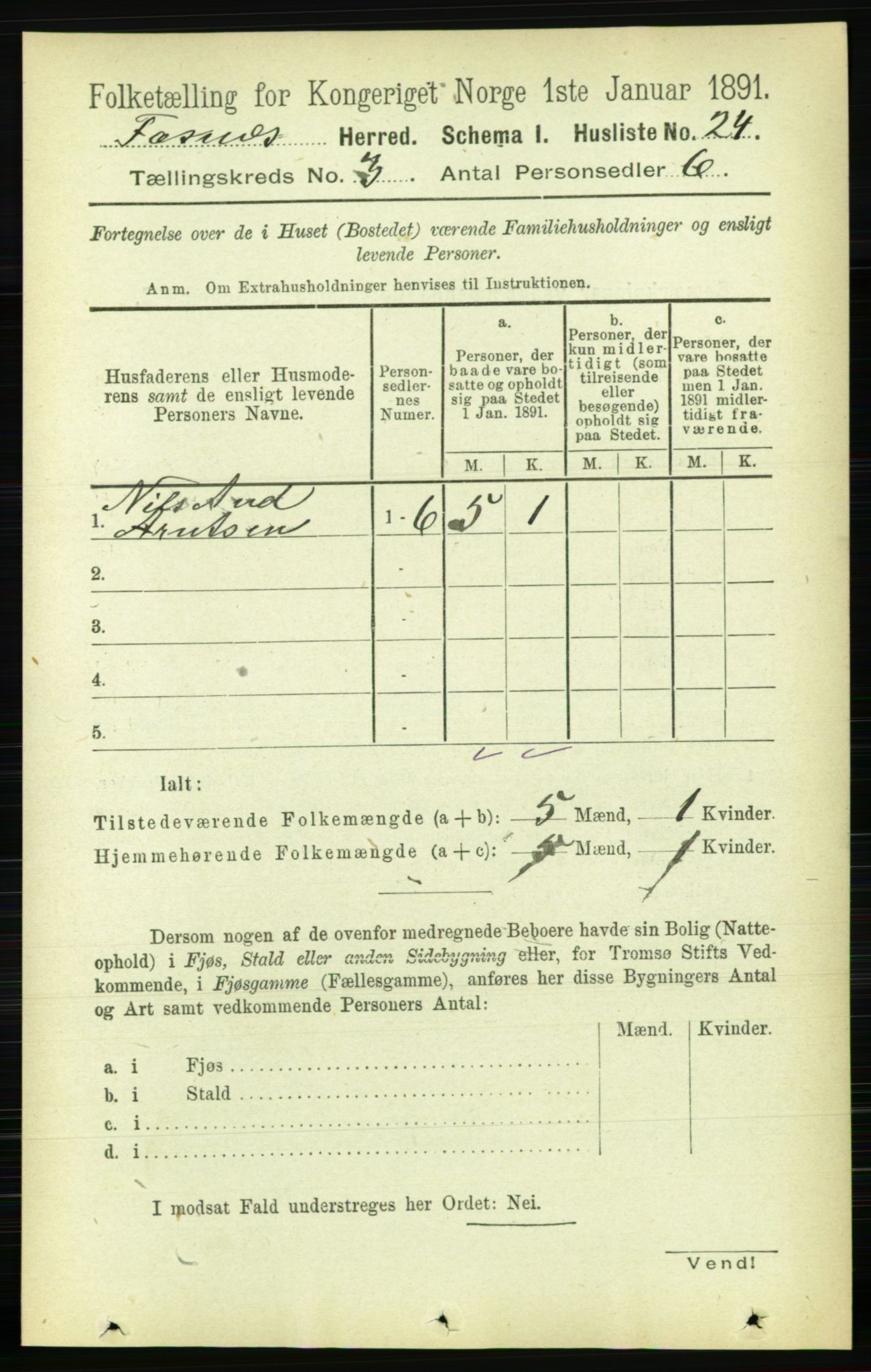 RA, 1891 census for 1748 Fosnes, 1891, p. 629