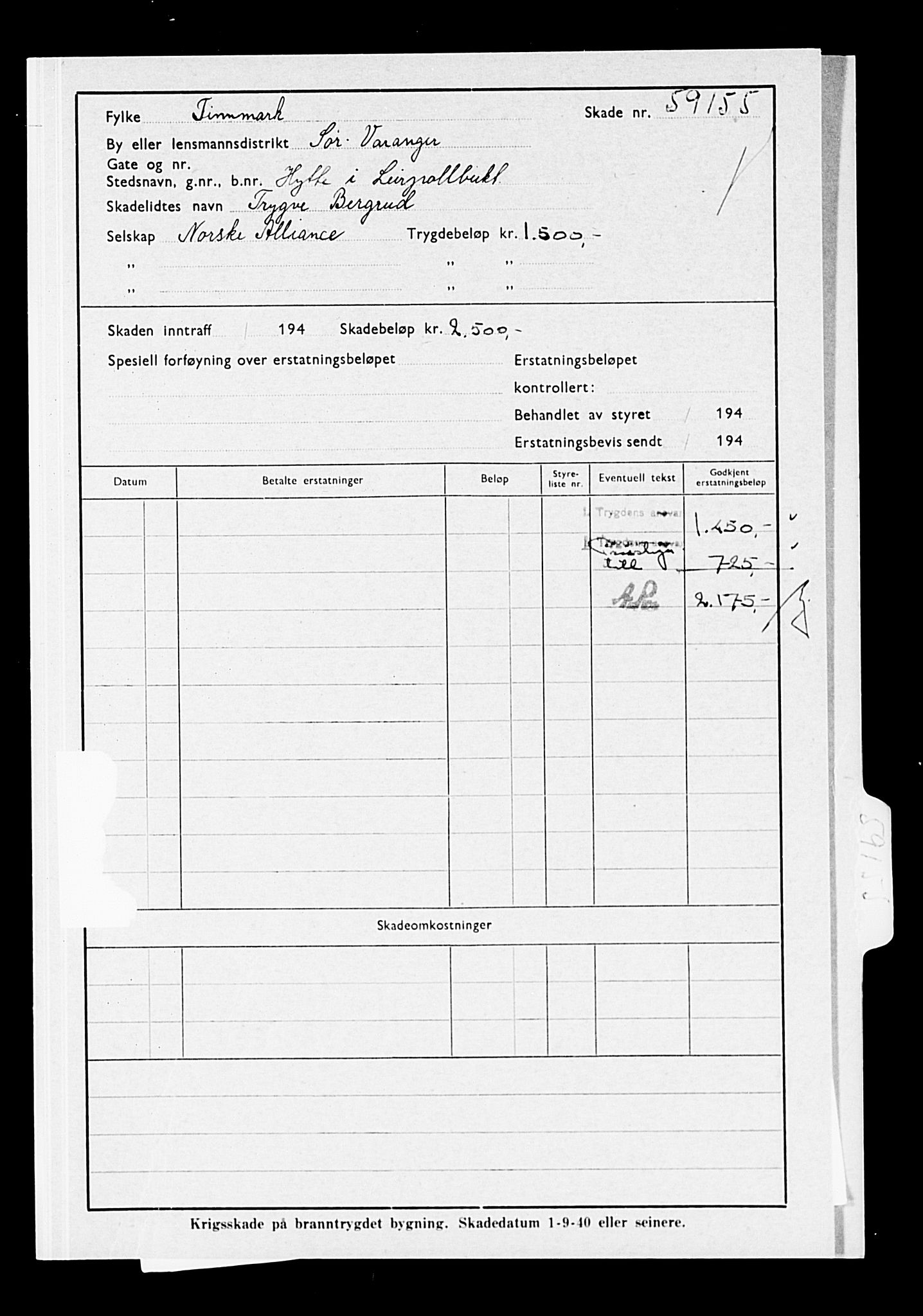 Krigsskadetrygdene for bygninger og løsøre, AV/RA-S-1548/V/L0014: --, 1940-1945, p. 17