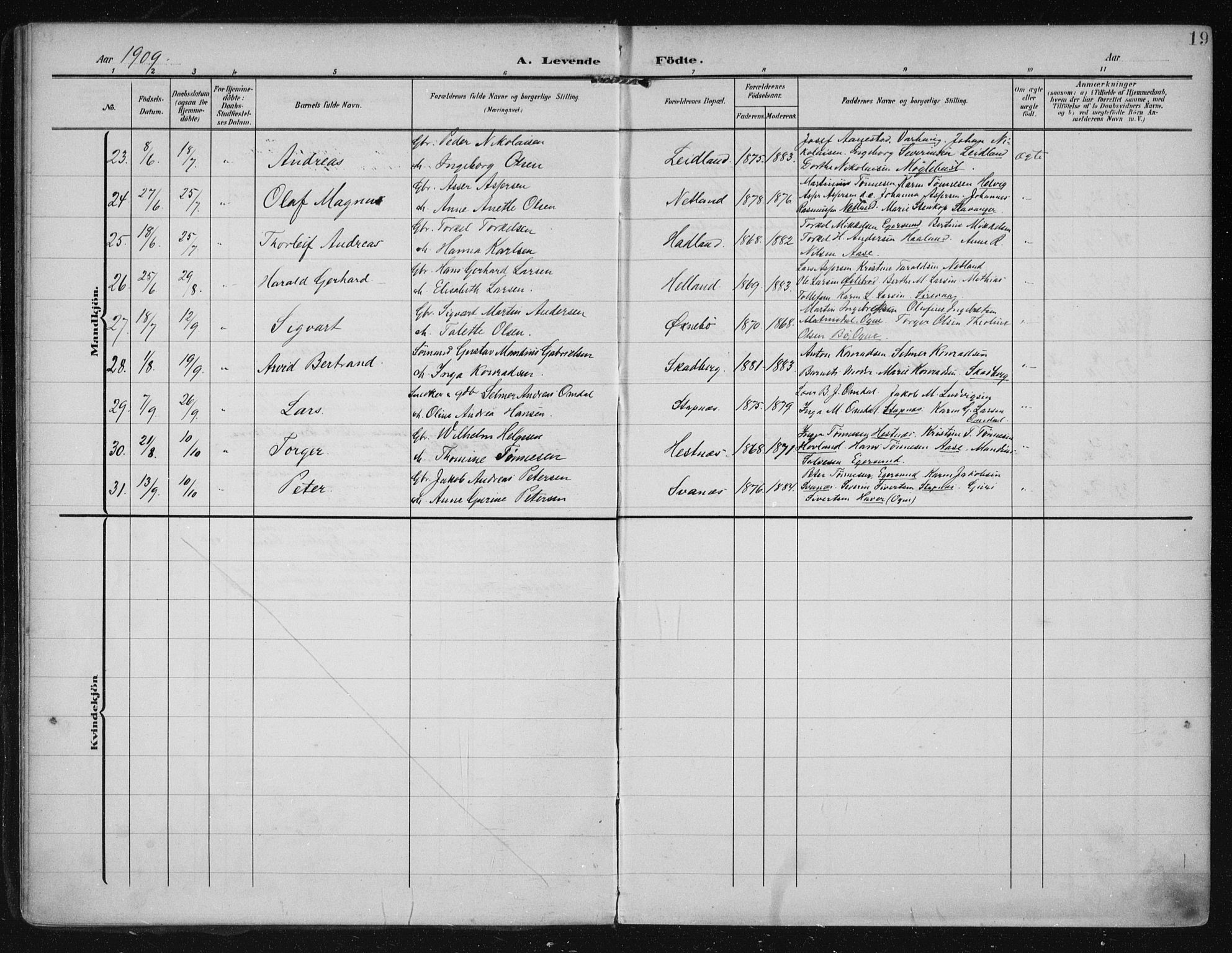 Eigersund sokneprestkontor, AV/SAST-A-101807/S08/L0021: Parish register (official) no. A 20, 1906-1928, p. 19