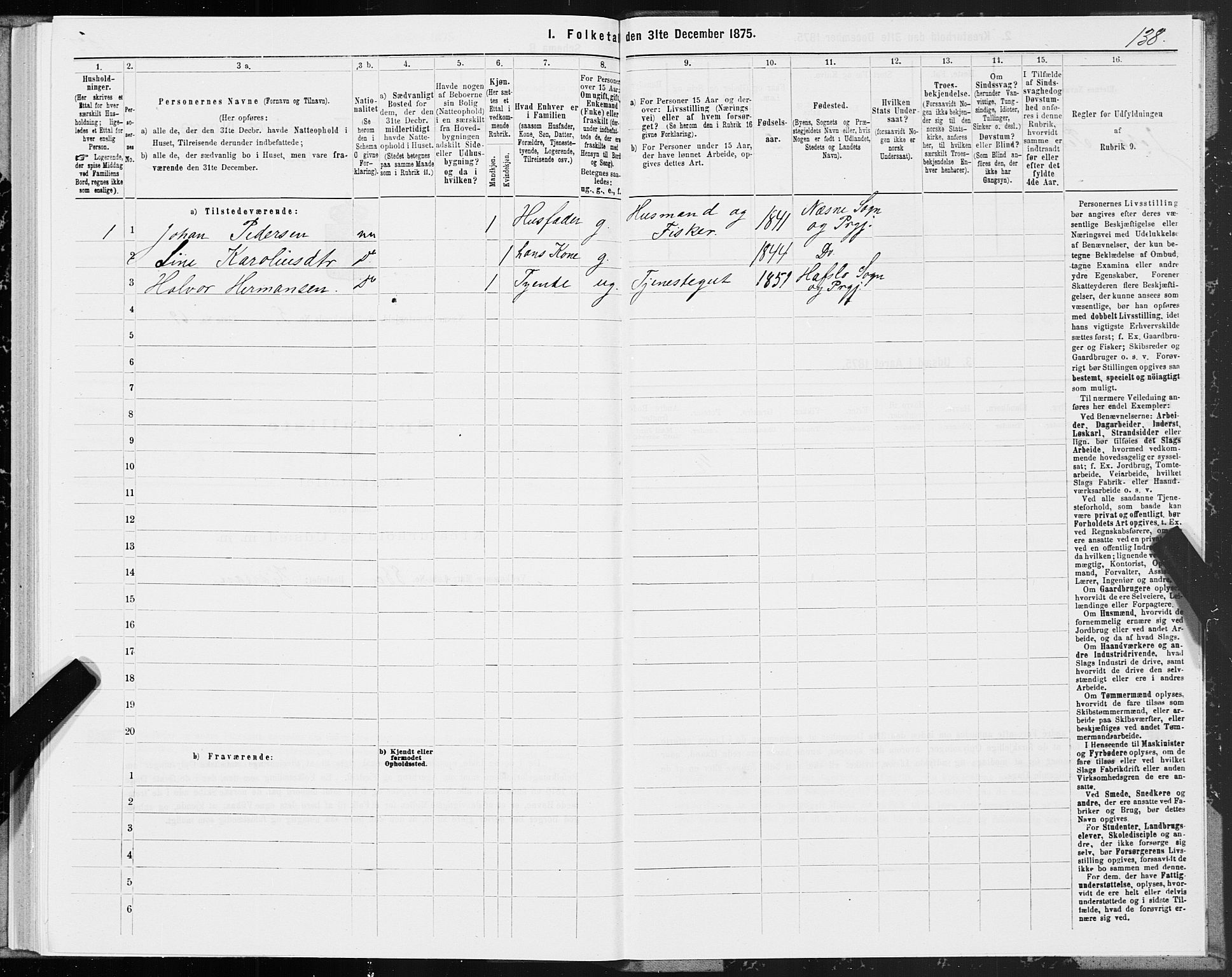 SAT, 1875 census for 1828P Nesna, 1875, p. 4138