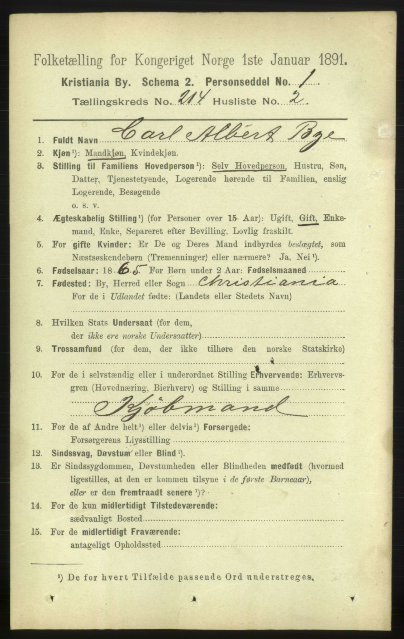 RA, 1891 census for 0301 Kristiania, 1891, p. 127284