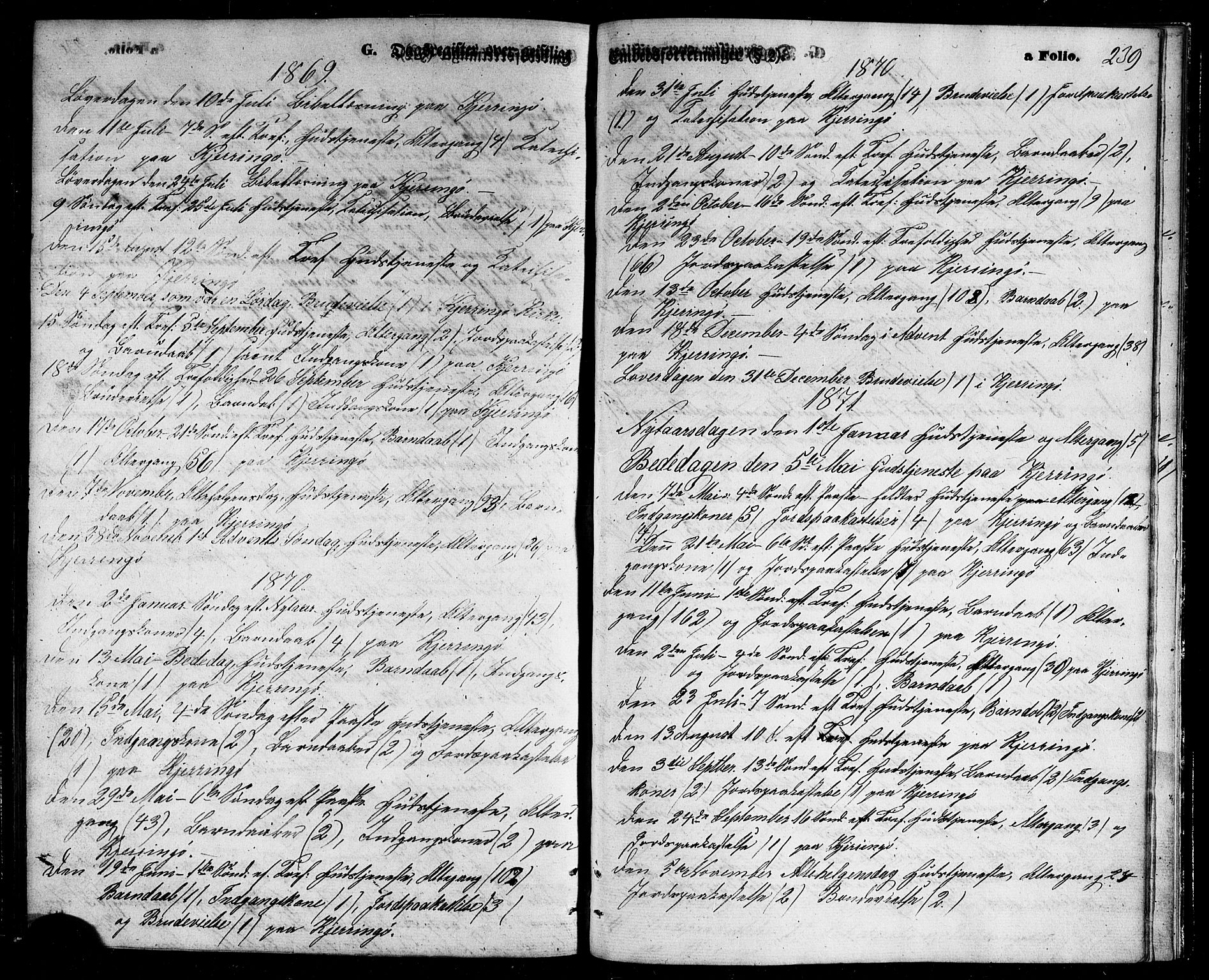 Ministerialprotokoller, klokkerbøker og fødselsregistre - Nordland, SAT/A-1459/803/L0075: Parish register (copy) no. 803C02, 1867-1881, p. 239