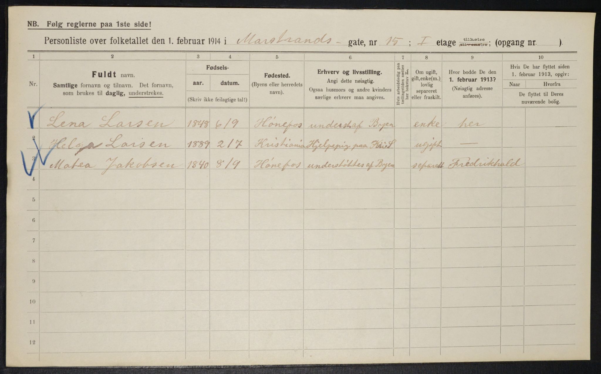 OBA, Municipal Census 1914 for Kristiania, 1914, p. 64725