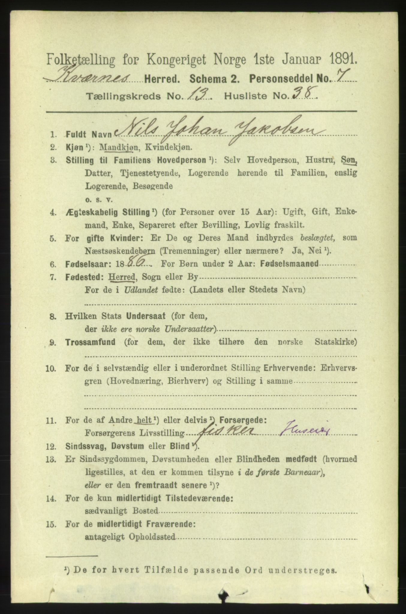 RA, 1891 census for 1553 Kvernes, 1891, p. 5689