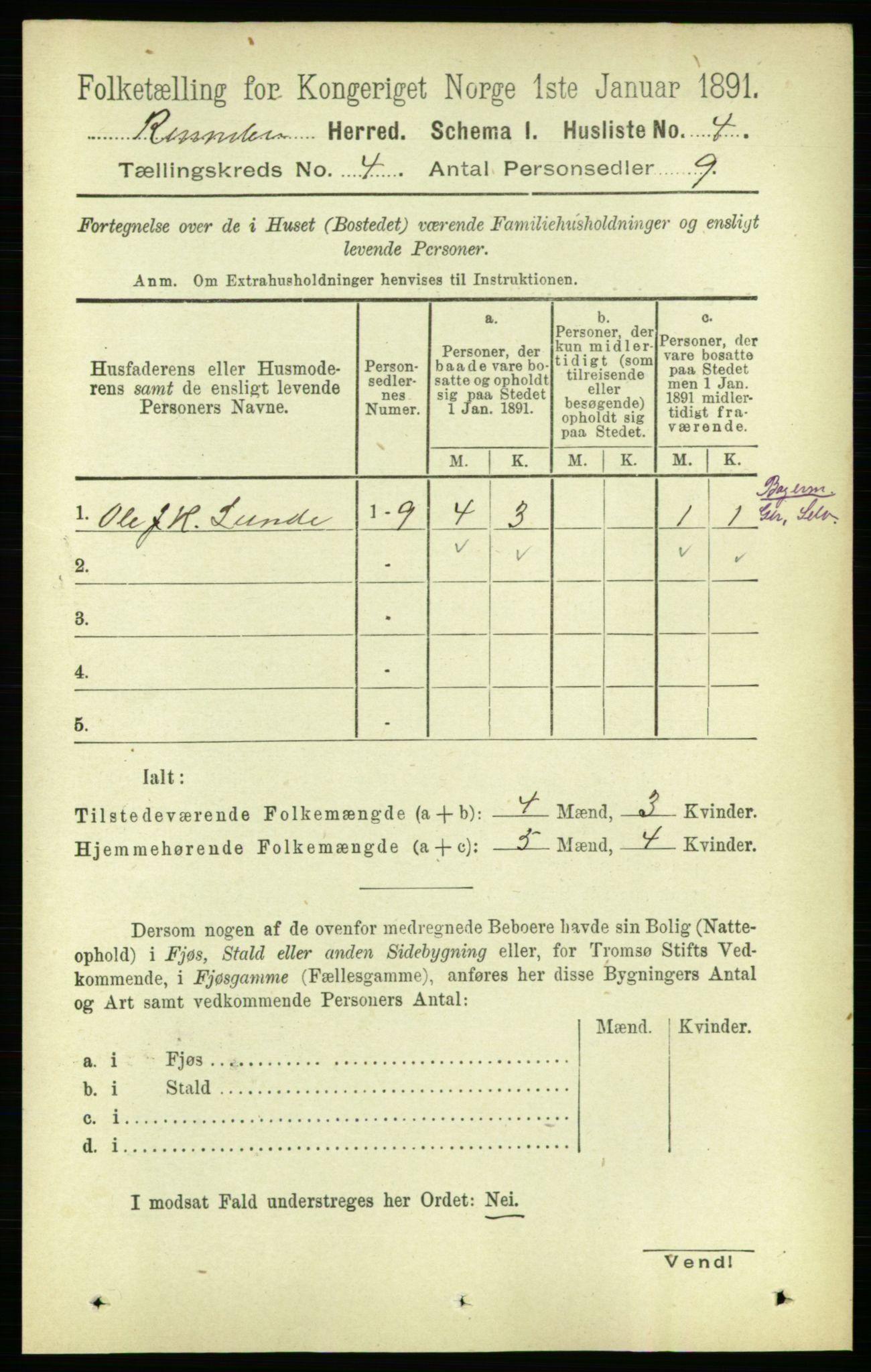 RA, 1891 census for 1635 Rennebu, 1891, p. 1893