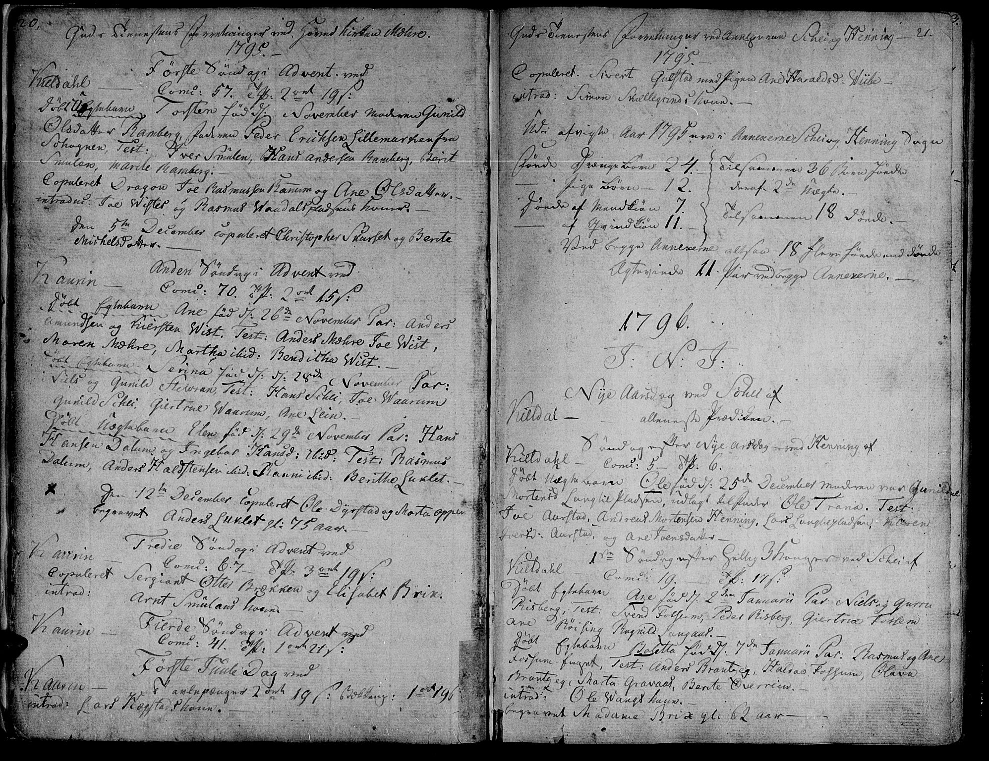 Ministerialprotokoller, klokkerbøker og fødselsregistre - Nord-Trøndelag, SAT/A-1458/735/L0332: Parish register (official) no. 735A03, 1795-1816, p. 20-21