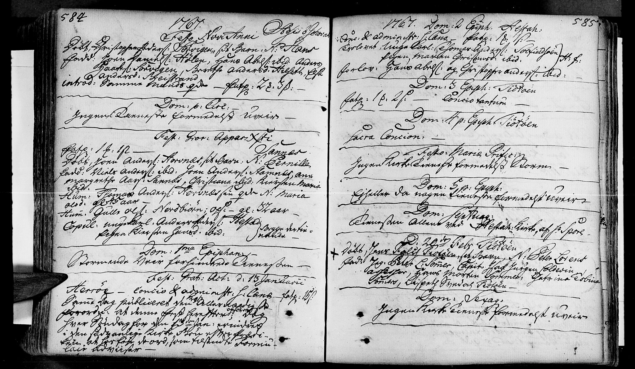 Ministerialprotokoller, klokkerbøker og fødselsregistre - Nordland, AV/SAT-A-1459/830/L0435: Parish register (official) no. 830A04, 1737-1768, p. 584-585