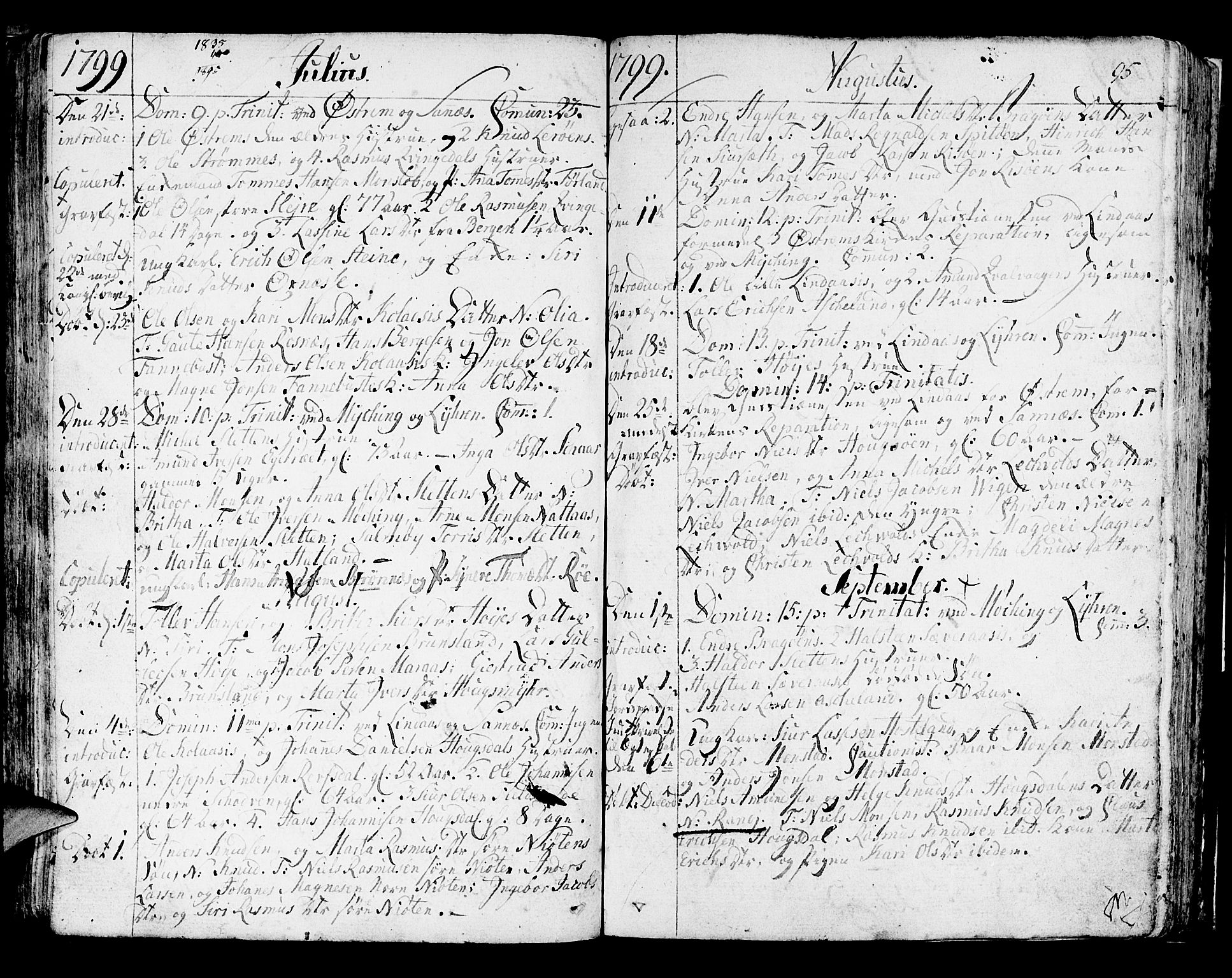 Lindås Sokneprestembete, AV/SAB-A-76701/H/Haa/Haaa/L0005: Parish register (official) no. A 5, 1791-1813, p. 95