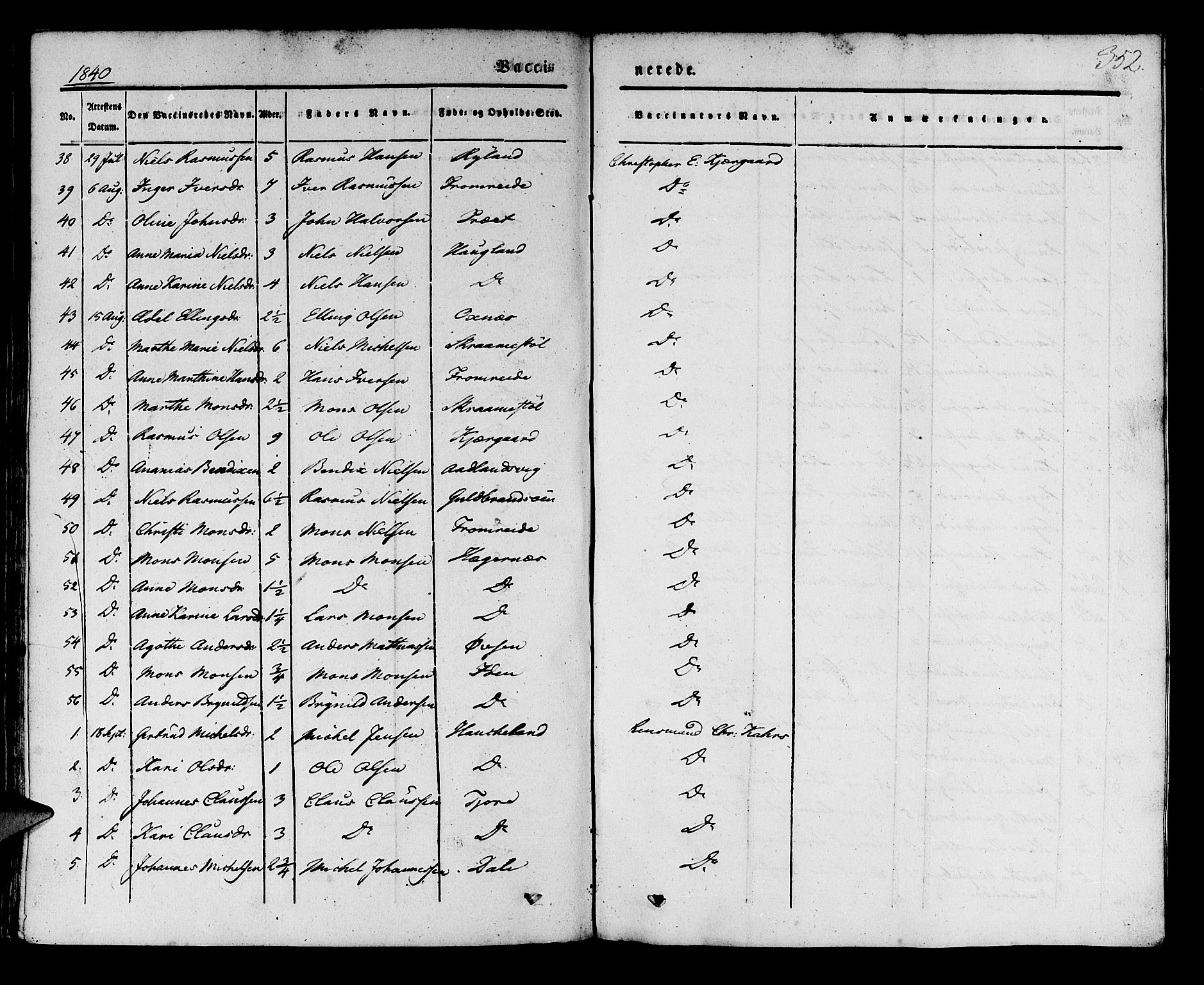 Manger sokneprestembete, AV/SAB-A-76801/H/Haa: Parish register (official) no. A 5, 1839-1848, p. 352