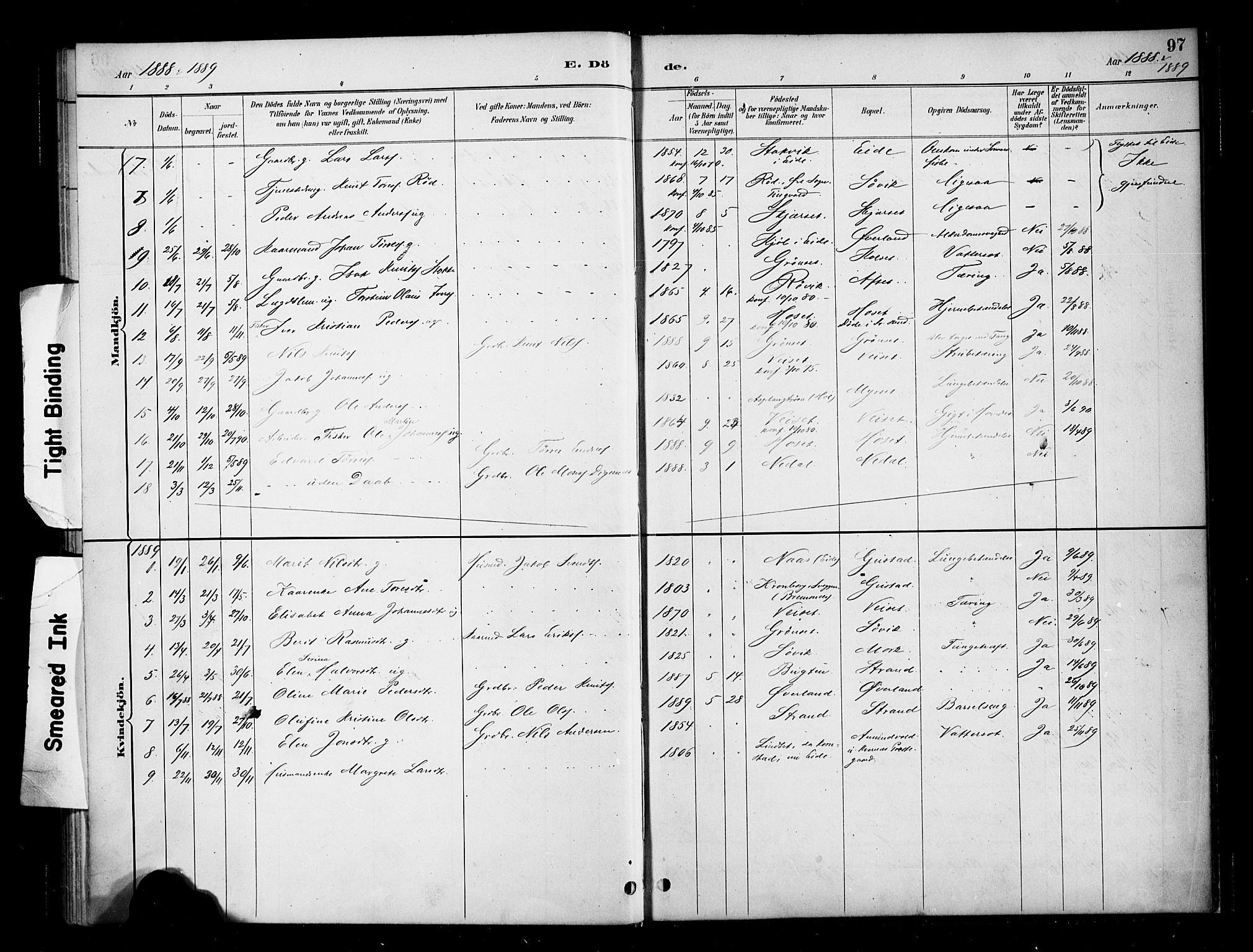 Ministerialprotokoller, klokkerbøker og fødselsregistre - Møre og Romsdal, SAT/A-1454/568/L0809: Parish register (official) no. 568A13, 1884-1900, p. 97