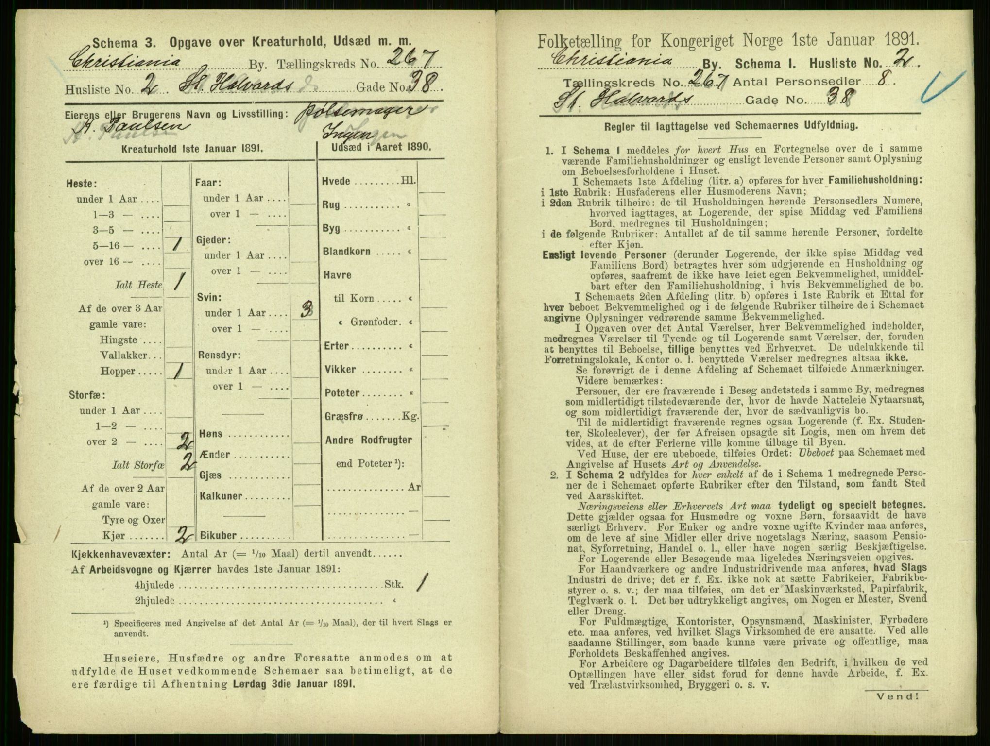 RA, 1891 census for 0301 Kristiania, 1891, p. 161463