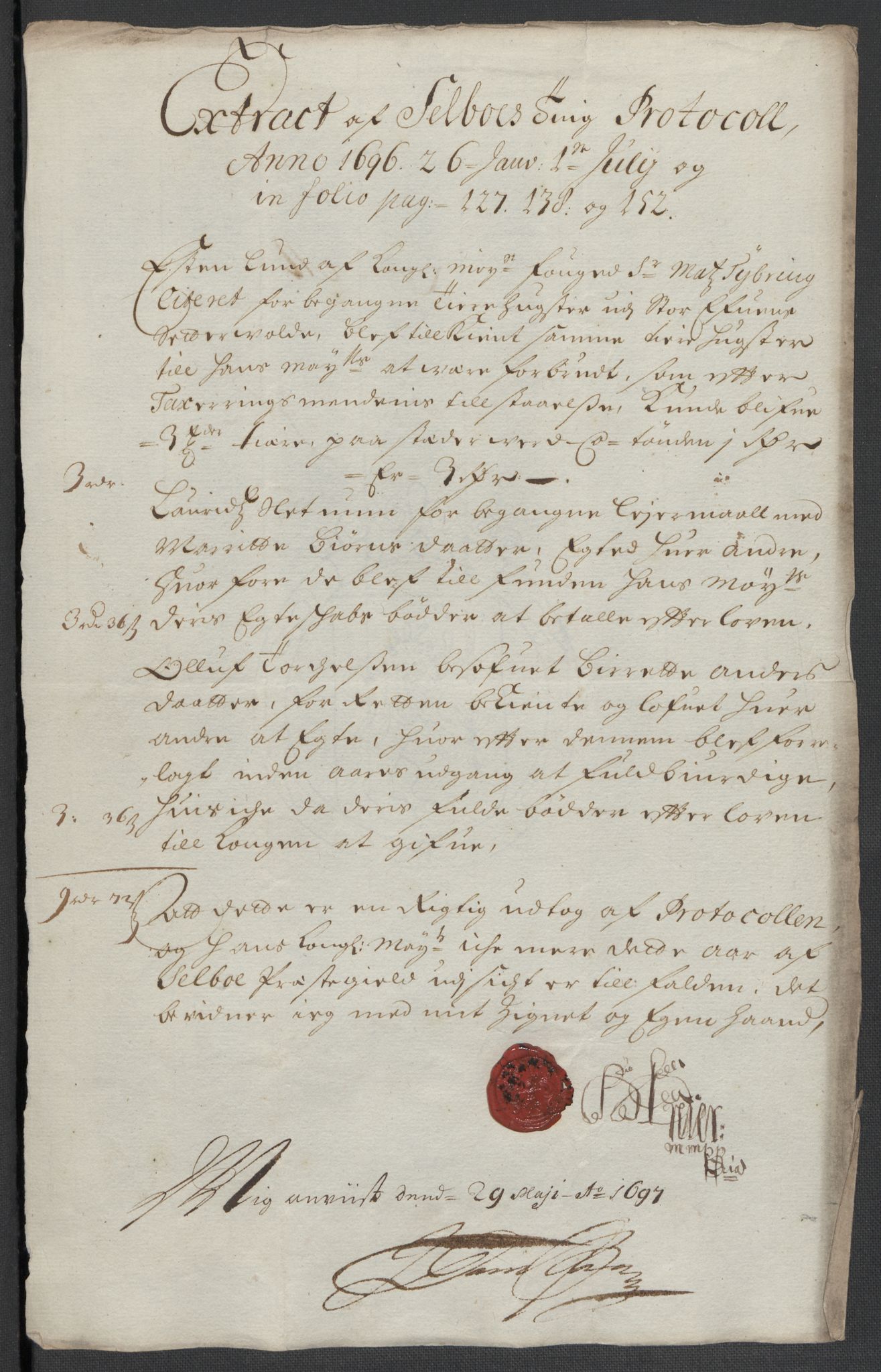 Rentekammeret inntil 1814, Reviderte regnskaper, Fogderegnskap, RA/EA-4092/R61/L4106: Fogderegnskap Strinda og Selbu, 1696-1697, p. 95