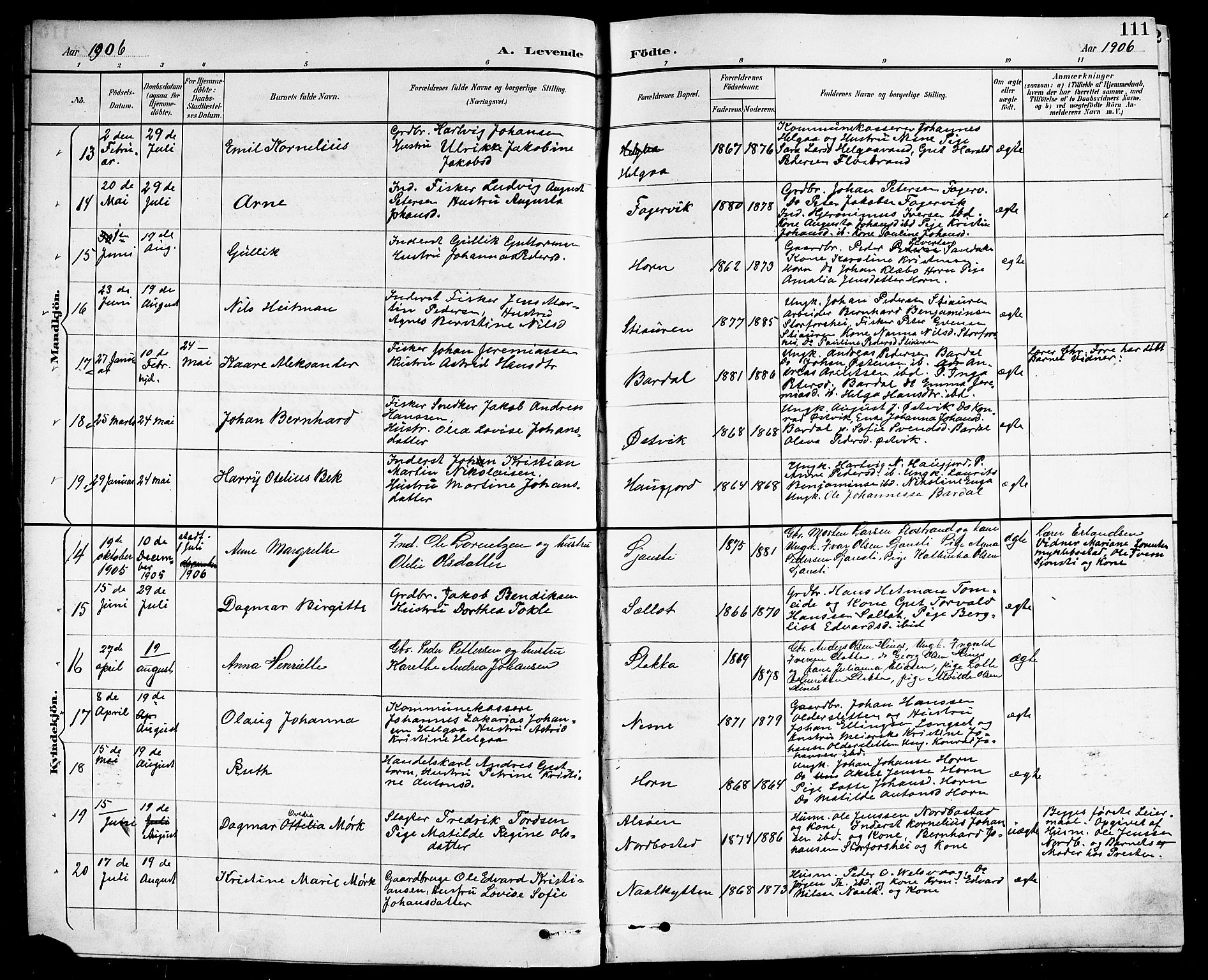 Ministerialprotokoller, klokkerbøker og fødselsregistre - Nordland, AV/SAT-A-1459/838/L0559: Parish register (copy) no. 838C06, 1893-1910, p. 111