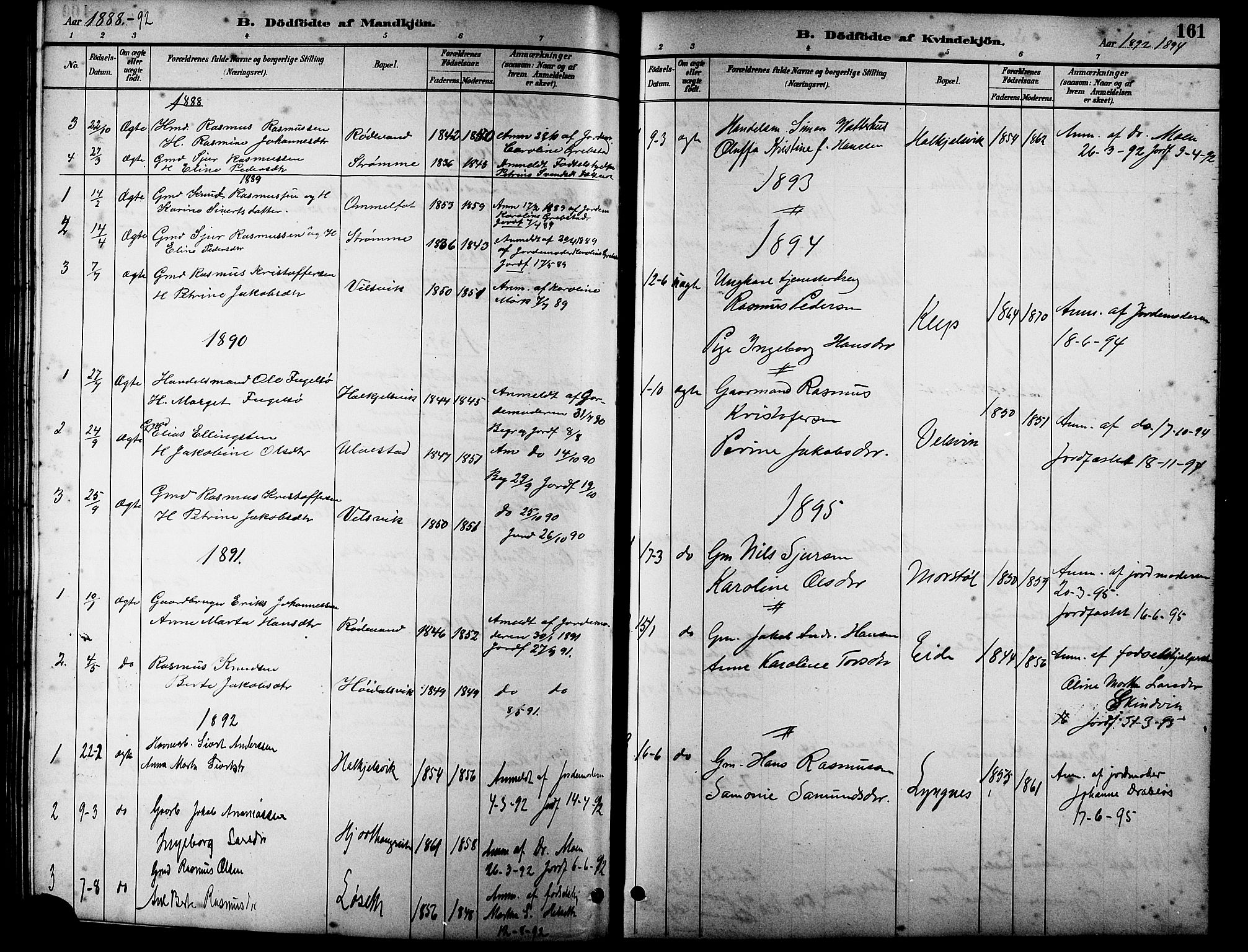 Ministerialprotokoller, klokkerbøker og fødselsregistre - Møre og Romsdal, AV/SAT-A-1454/511/L0158: Parish register (copy) no. 511C04, 1884-1903, p. 161