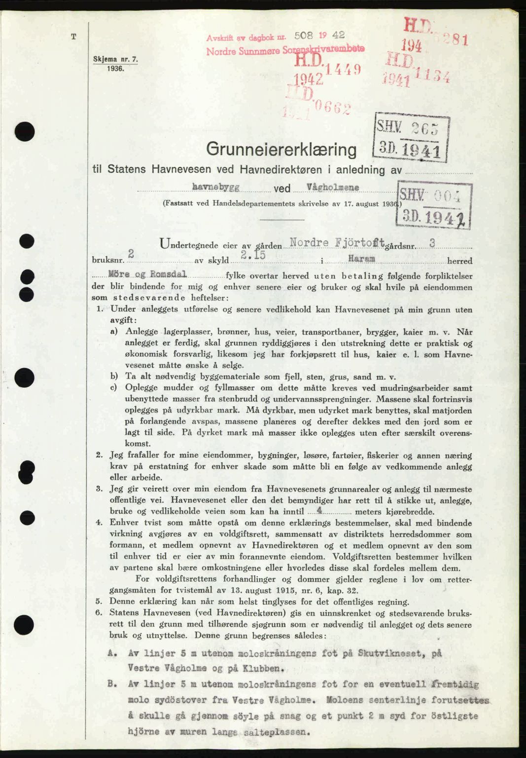 Nordre Sunnmøre sorenskriveri, AV/SAT-A-0006/1/2/2C/2Ca: Mortgage book no. A13, 1942-1942, Diary no: : 508/1942