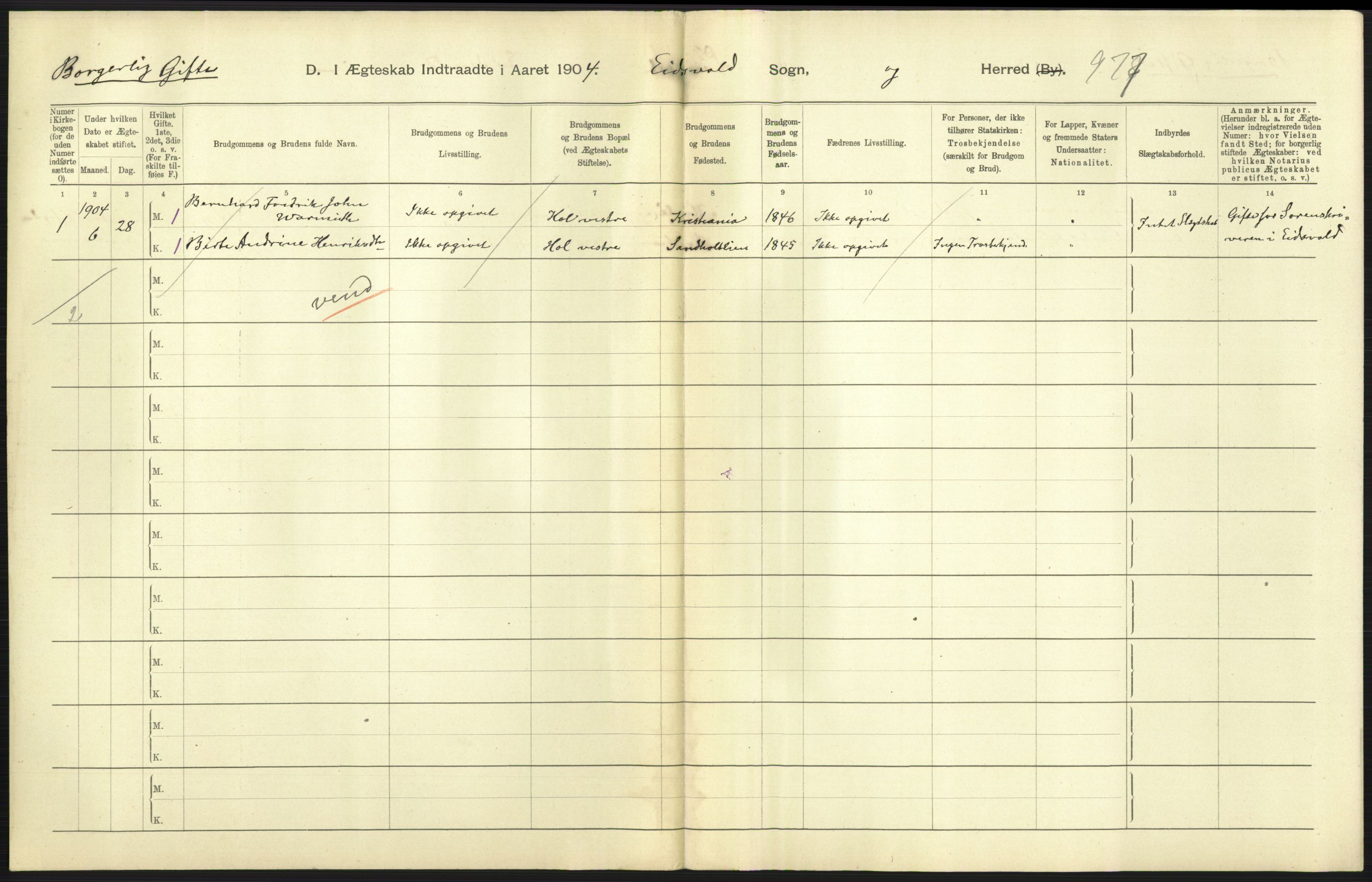 Statistisk sentralbyrå, Sosiodemografiske emner, Befolkning, AV/RA-S-2228/D/Df/Dfa/Dfab/L0002: Akershus amt: Fødte, gifte, døde, 1904, p. 455