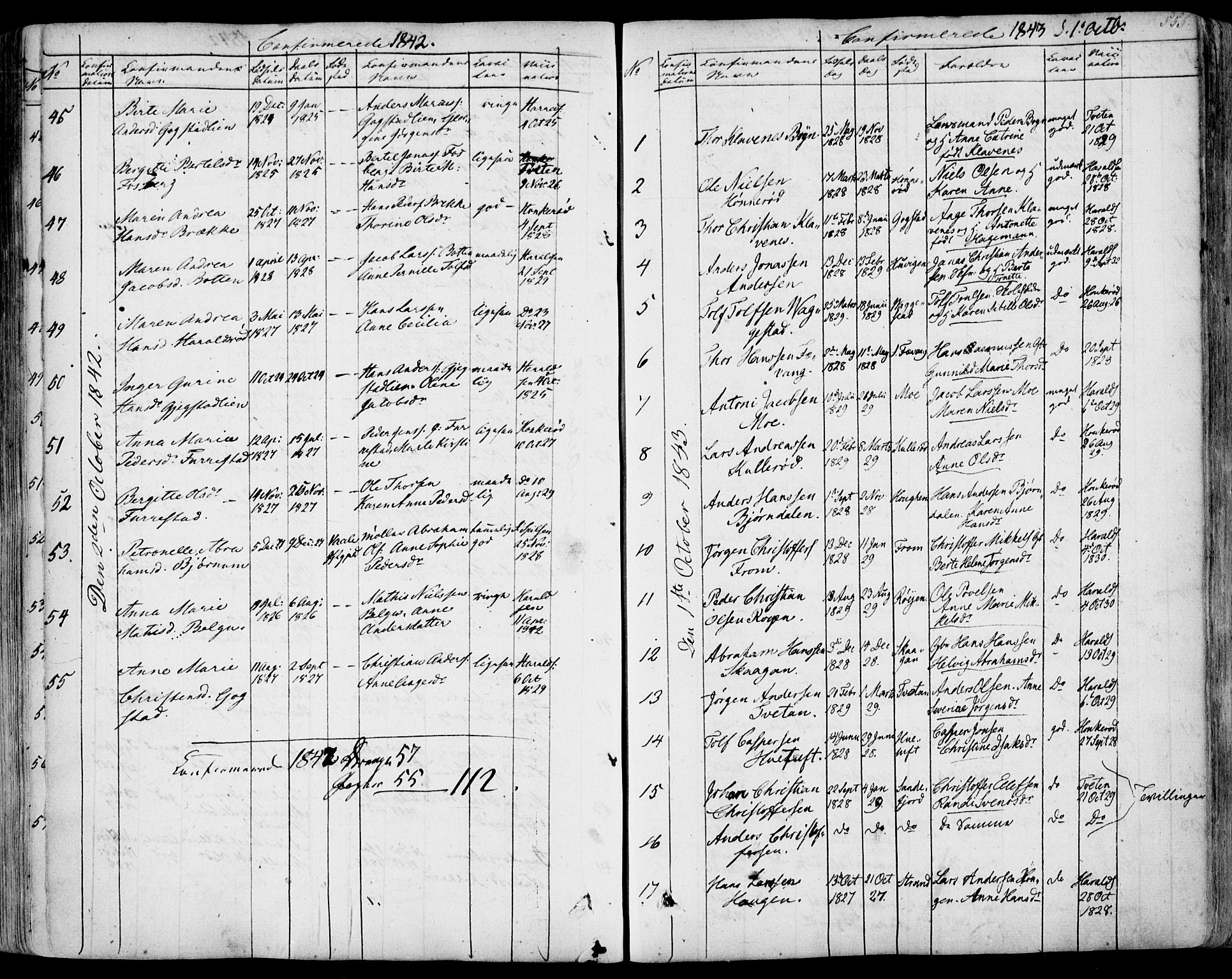 Sandar kirkebøker, SAKO/A-243/F/Fa/L0005: Parish register (official) no. 5, 1832-1847, p. 554-555