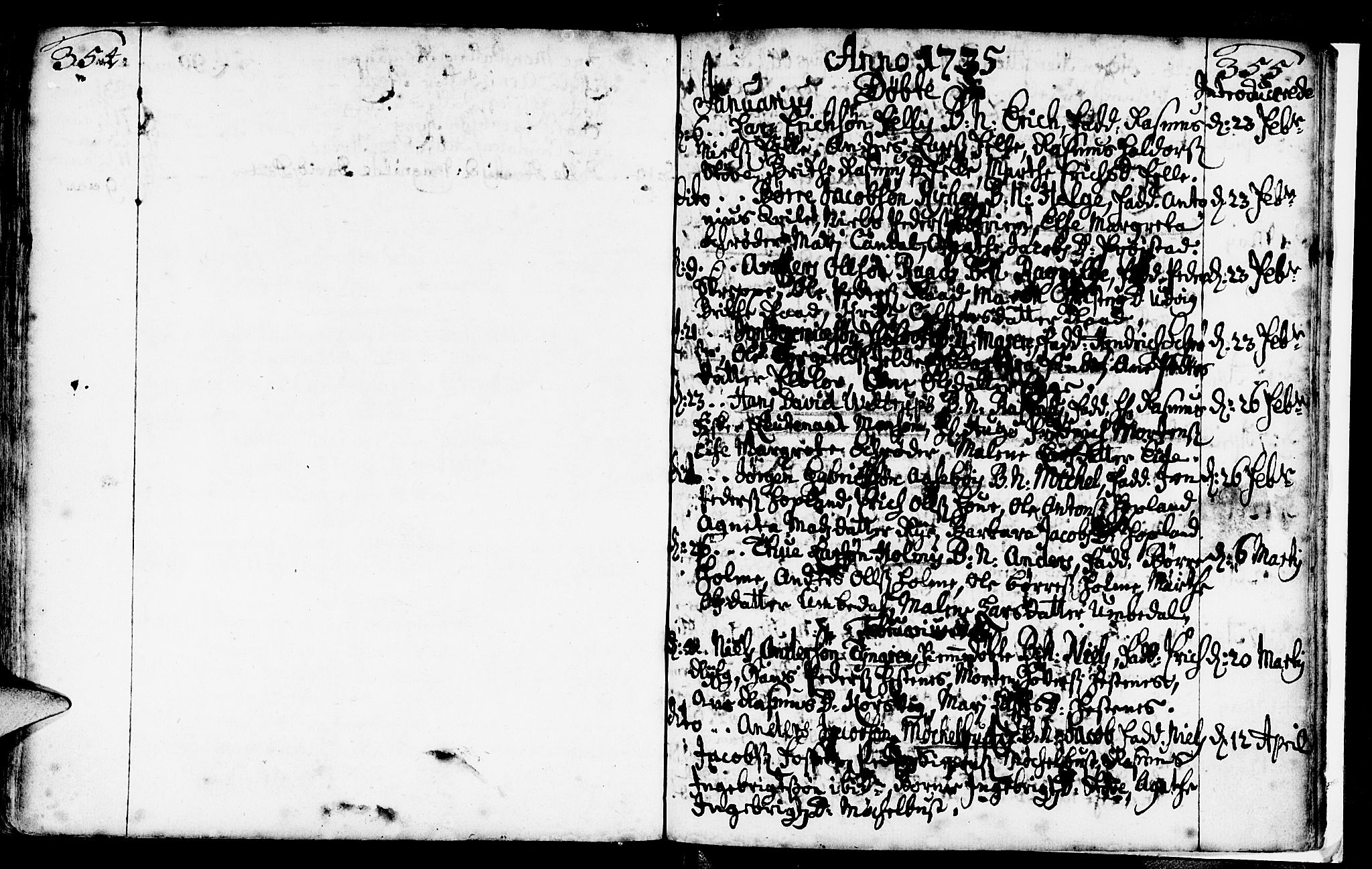 Gloppen sokneprestembete, AV/SAB-A-80101/H/Haa/Haaa/L0002: Parish register (official) no. A 2, 1712-1735, p. 354-355