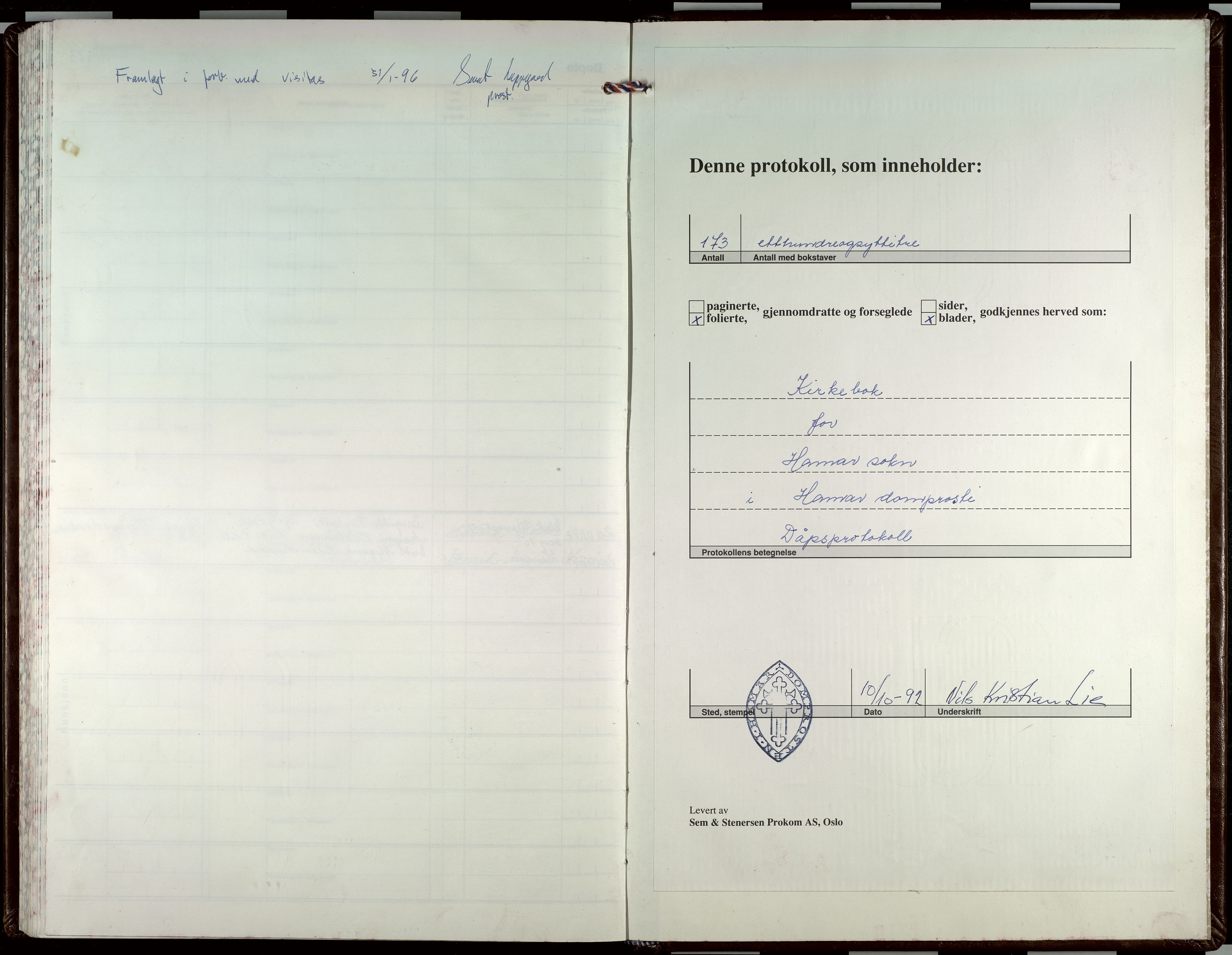Hamar prestekontor, SAH/DOMPH-002/H/Ha/Haa/L0025: Parish register (official) no. 25, 1992-2005