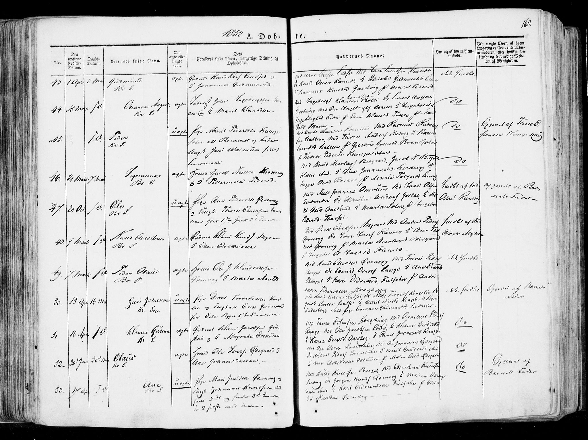 Ministerialprotokoller, klokkerbøker og fødselsregistre - Møre og Romsdal, AV/SAT-A-1454/568/L0803: Parish register (official) no. 568A10, 1830-1853, p. 160