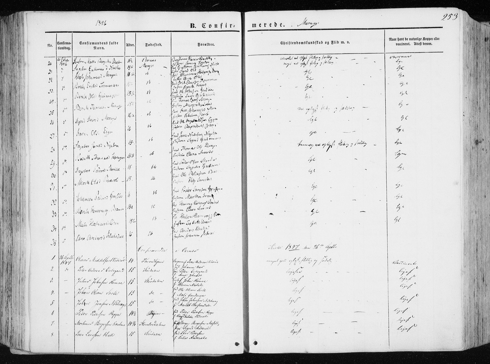 Ministerialprotokoller, klokkerbøker og fødselsregistre - Nord-Trøndelag, SAT/A-1458/709/L0074: Parish register (official) no. 709A14, 1845-1858, p. 253