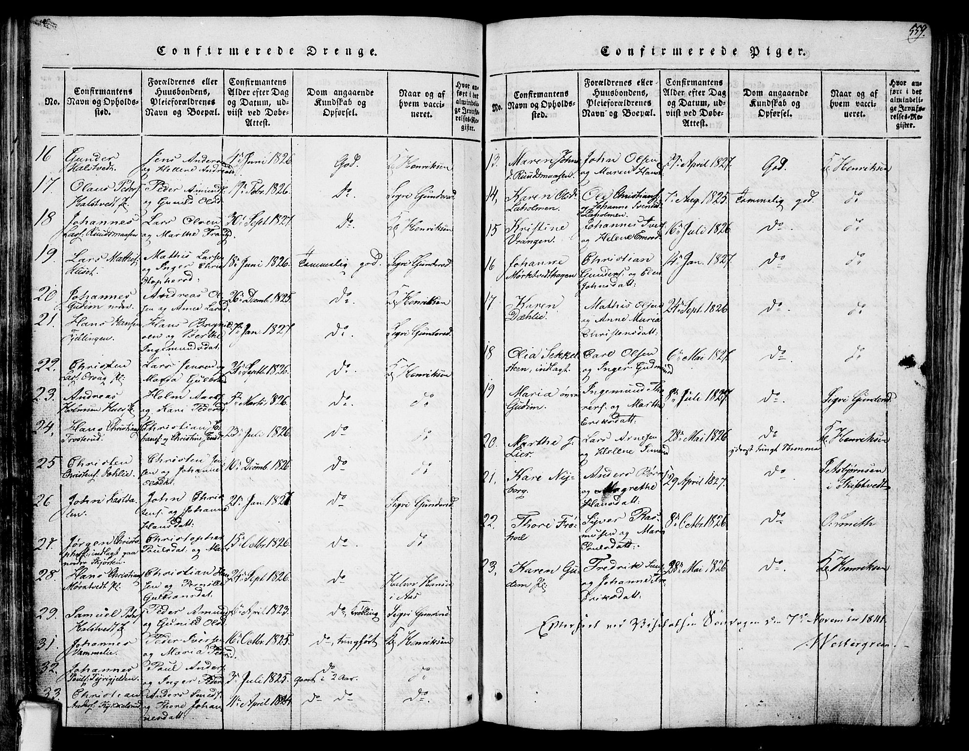 Askim prestekontor Kirkebøker, SAO/A-10900/F/Fa/L0004: Parish register (official) no. 4, 1817-1846, p. 558-559