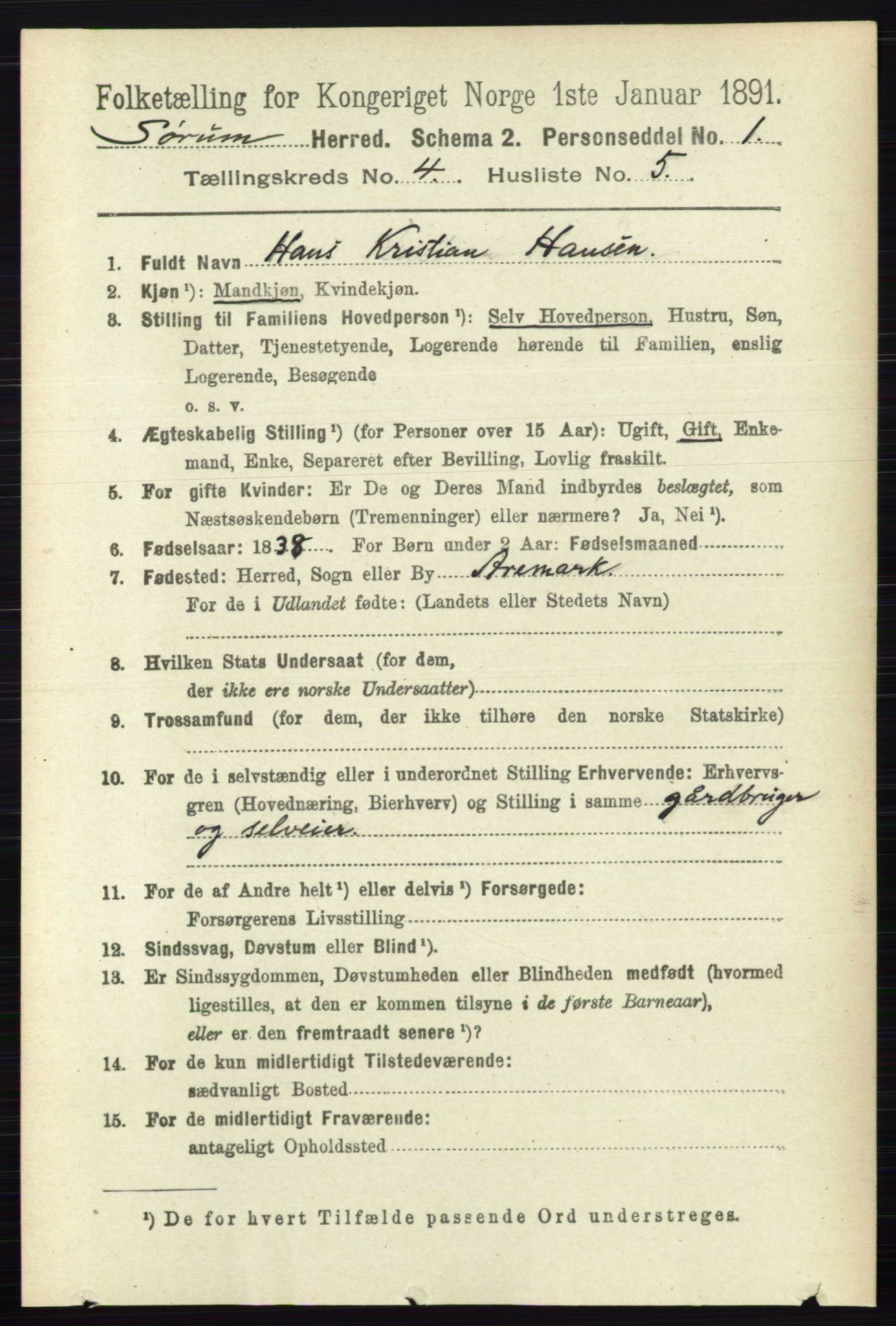RA, 1891 census for 0226 Sørum, 1891, p. 1901